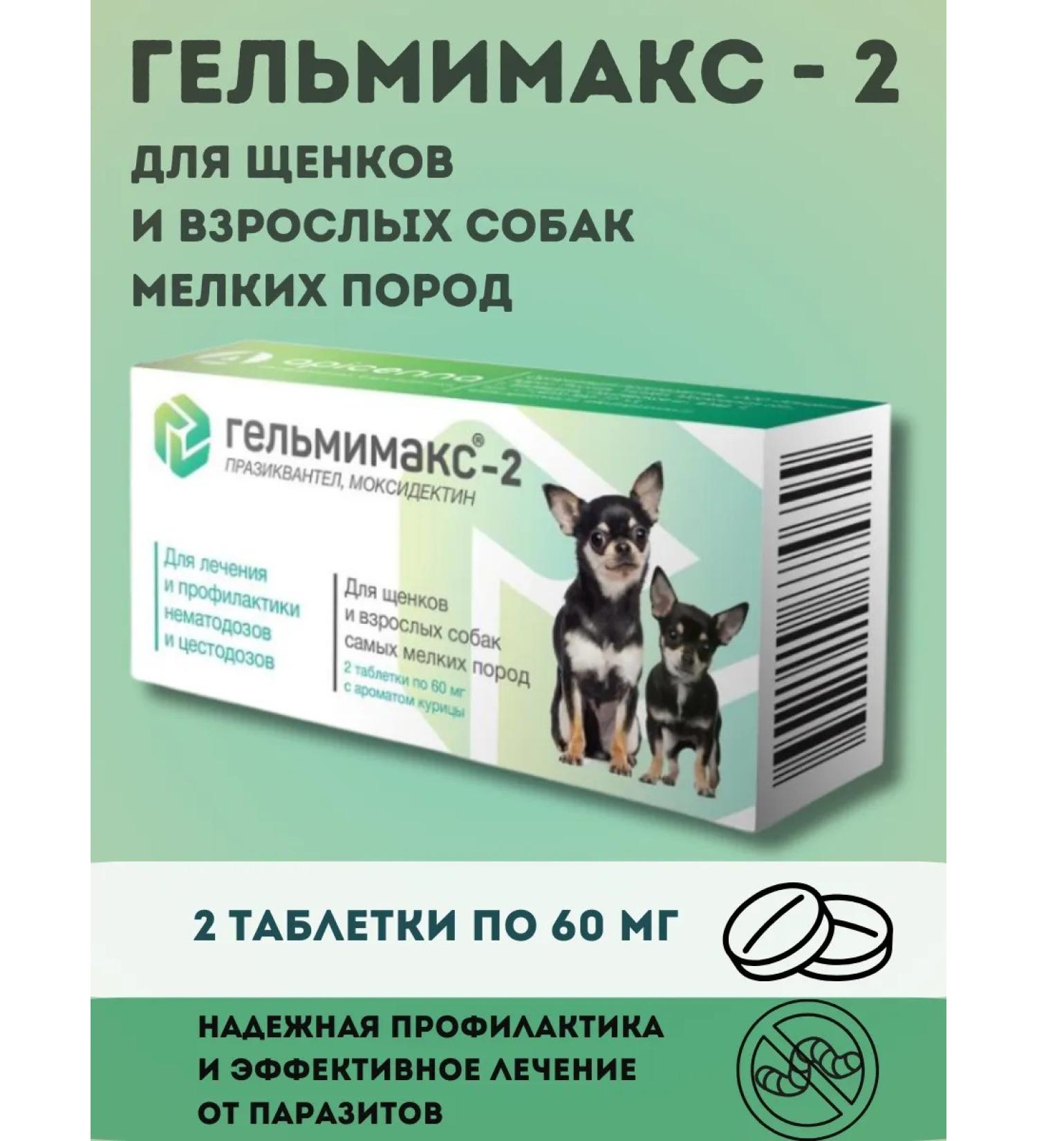 Apicenna Gelmimax-2 for puppies and adult dogs of small breeds 2x60 mg tablets No. 2 - Buy Online on GoSupps.com