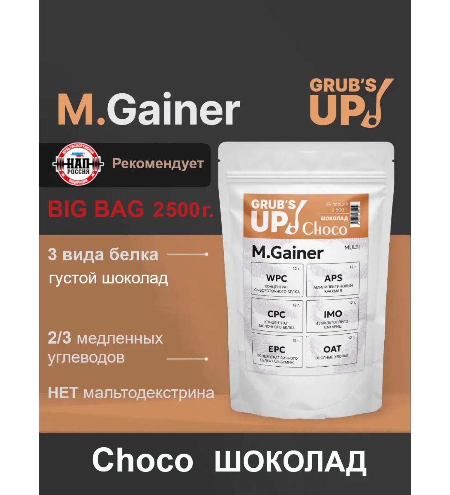 Grub's up Heiner M.Gainer Choco Chocolate 2.5 kg cocktail - Buy Online on GoSupps.com