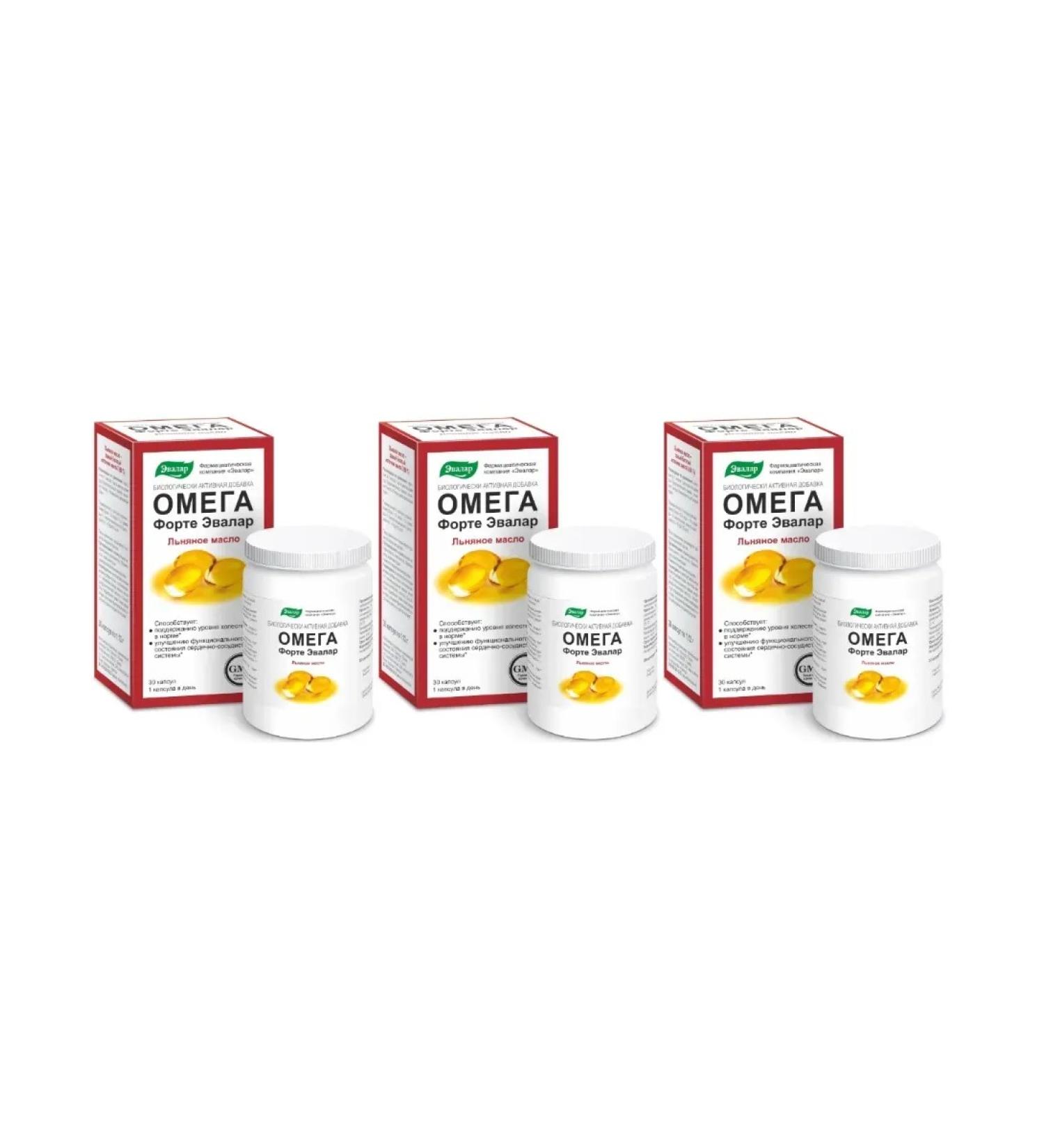 Evalar Omega Forte (linseed oil) 30 capsules (1.12g) x 3 units