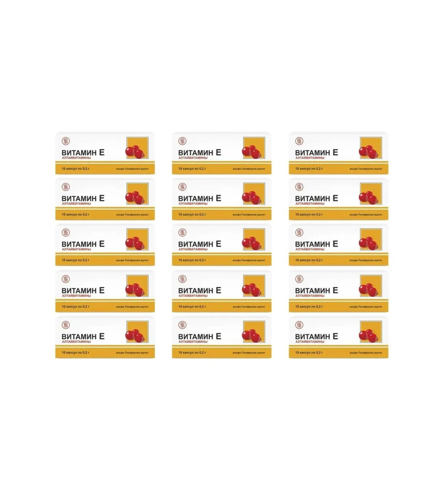 ALTAI VITAMINS Vitamin E (alpha-tocopherol acetate) 10 caps of 0.2g x 15 units