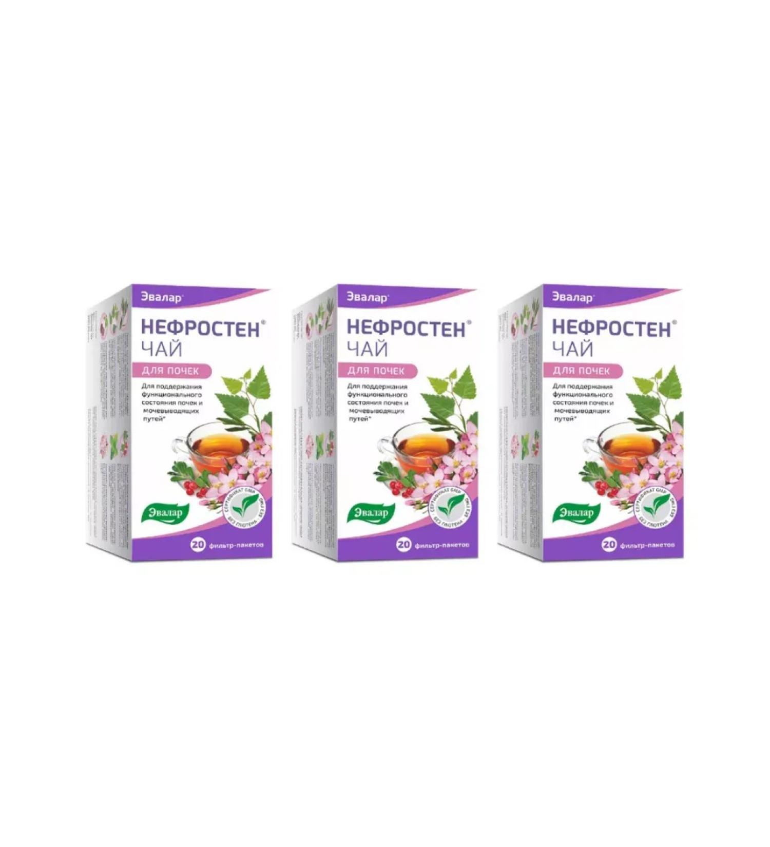Evalar Nephrosten tea for kidneys 20 filter packets of 1.5 g x 3 core
