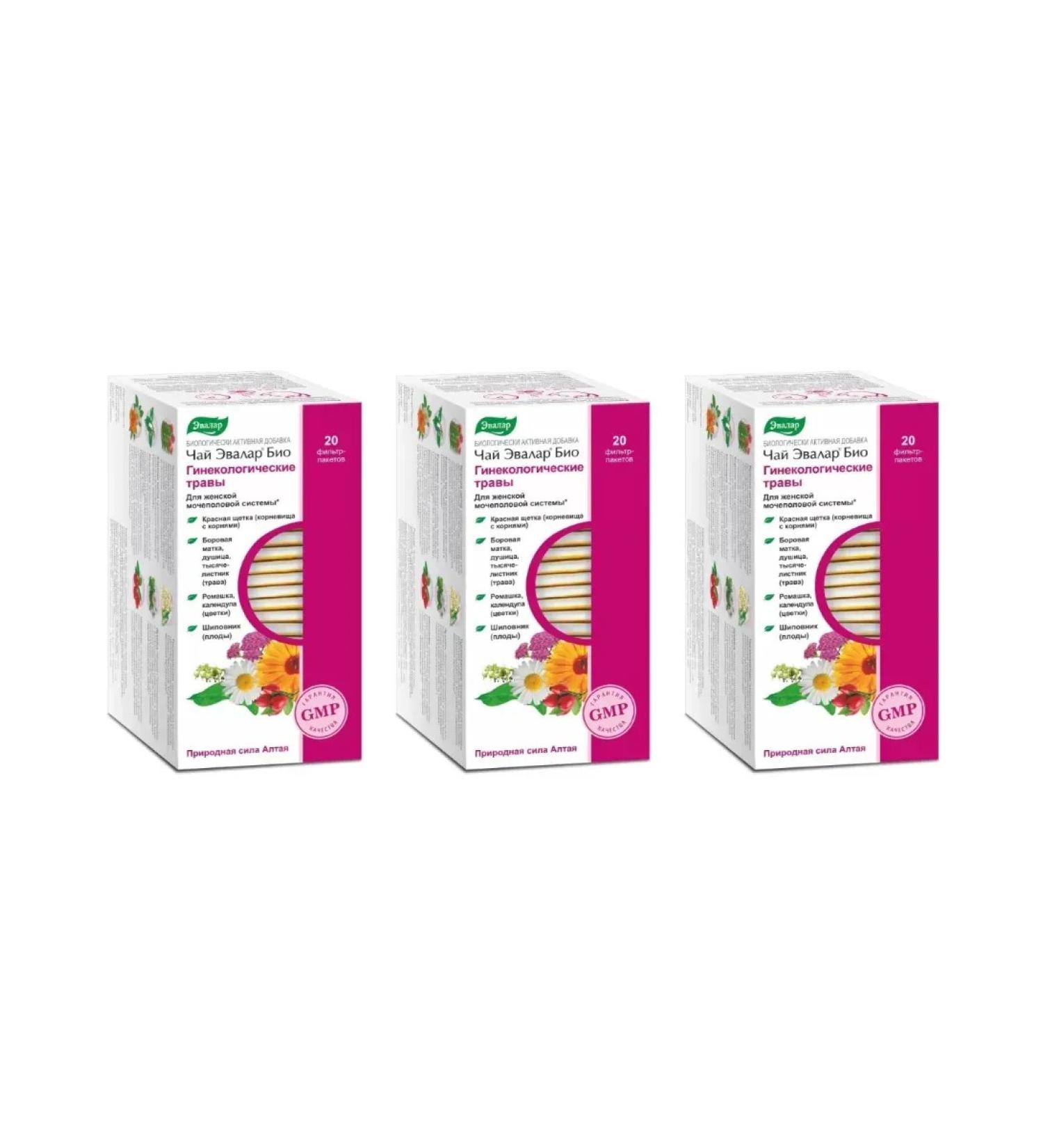Evalar Bio tea gynecological. herbs 20 filter packages (1.5g) x 3 l - Buy Online on GoSupps.com