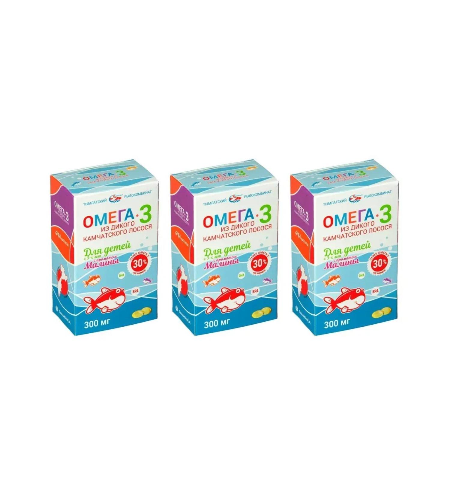 Tymlatsky fish processing plant Omega-3 with raspberry taste 84 capsules of 300 mg x 3 l