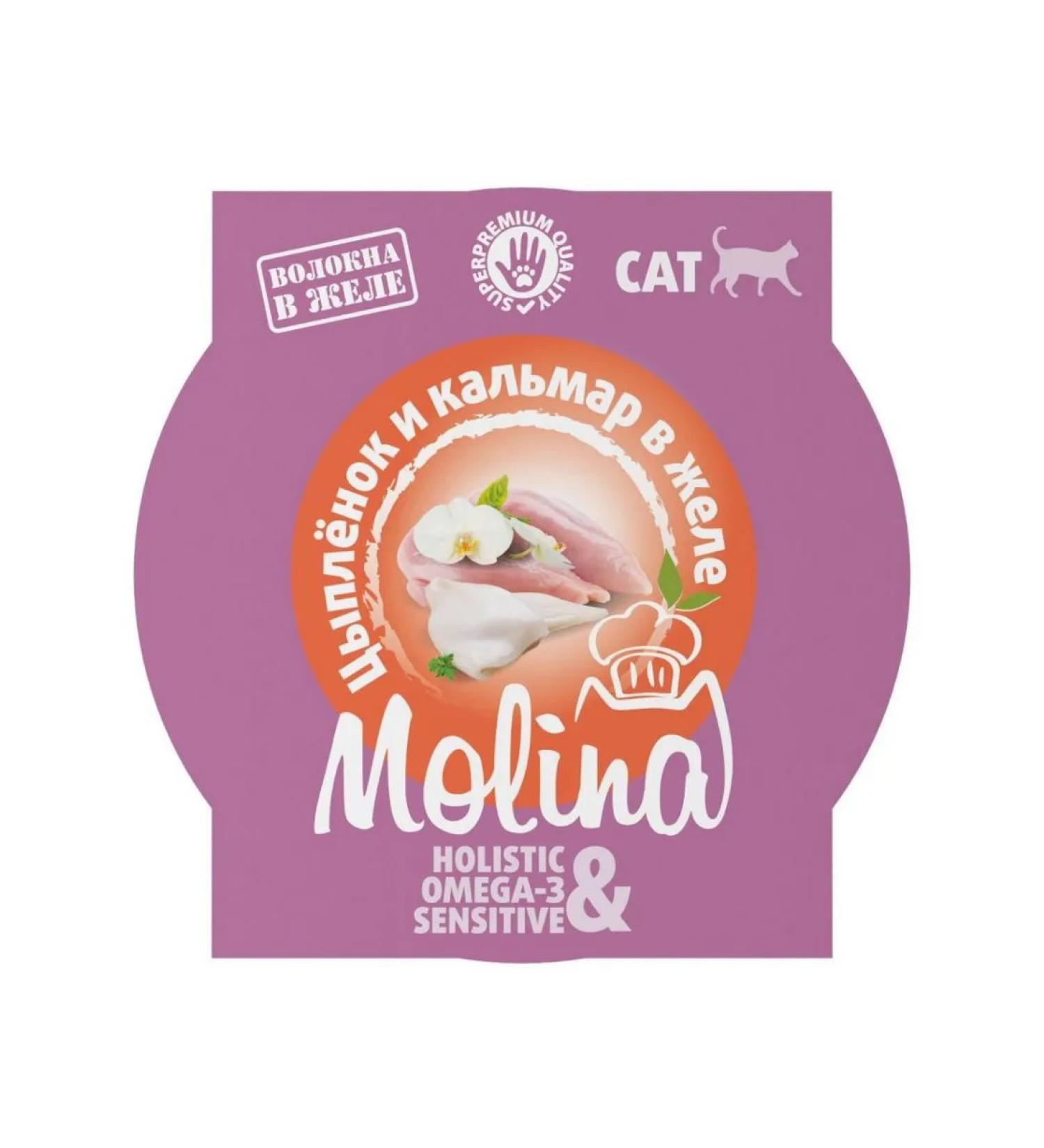 Molina Lamister for cats chicken and squid in jelly 75 g x 12 pcs - Buy Online on GoSupps.com