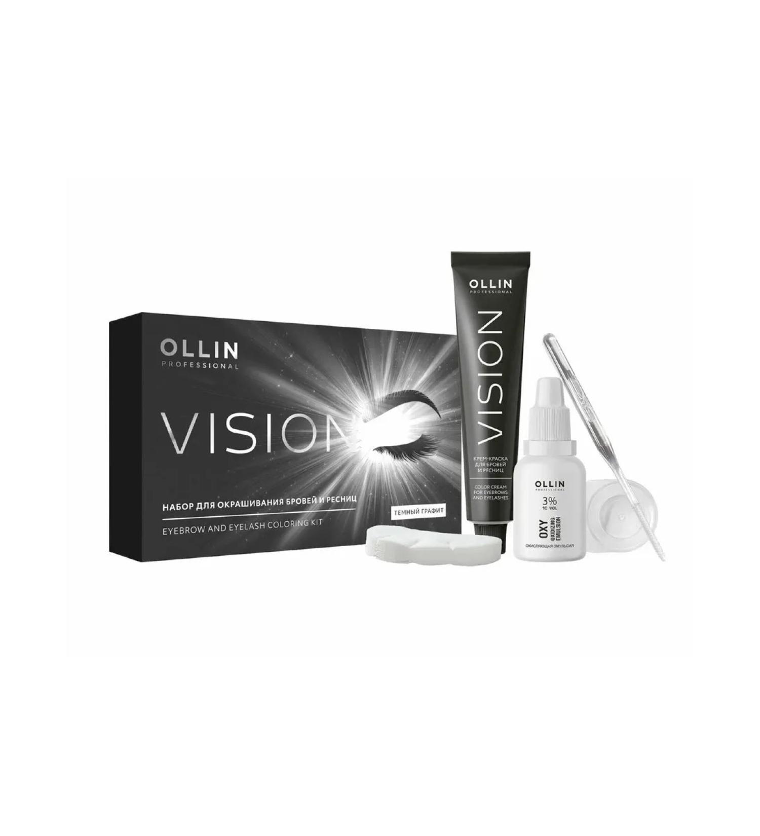 OLLIN Set for painting eyebrows and eyelashes dark graphite