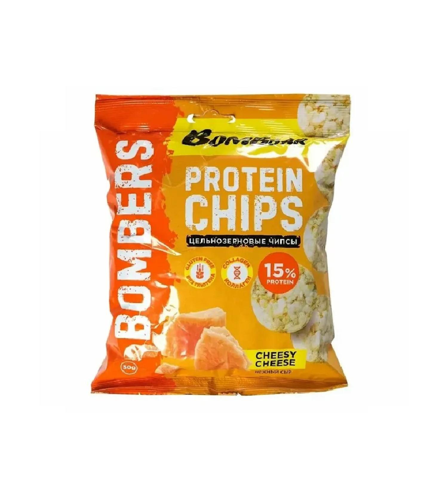 BombBar Protein chips with taste delicate cheese 50 g 3 pcs