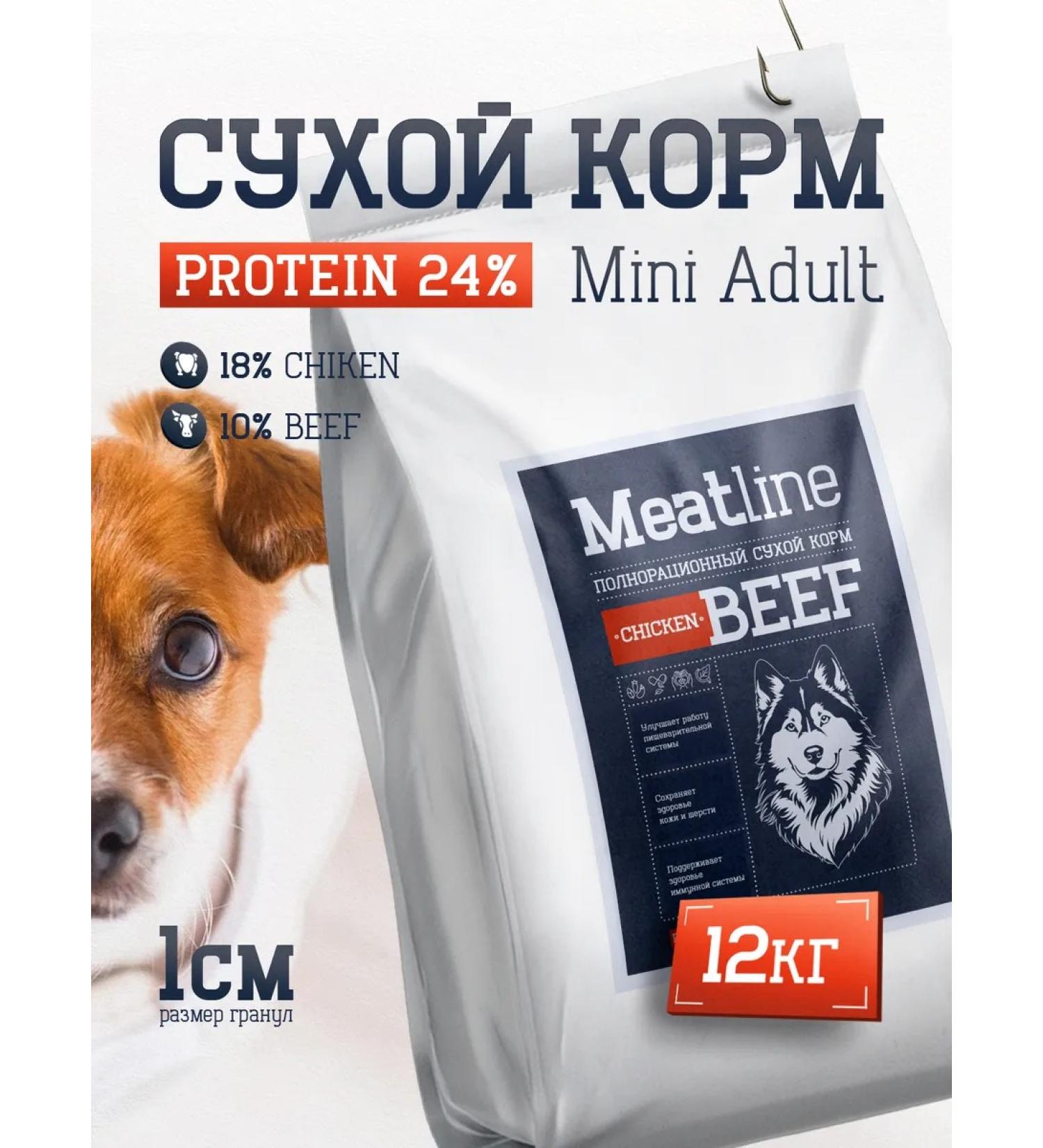 Dog feed 12 kg chicken beef Mini Adult 24 5%