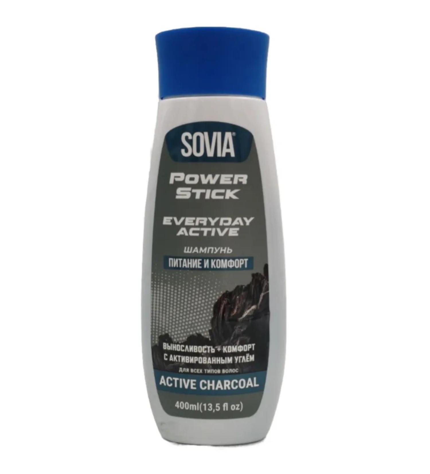Sovia Male shampoo 400 ml. Nutrition and comfort with coal