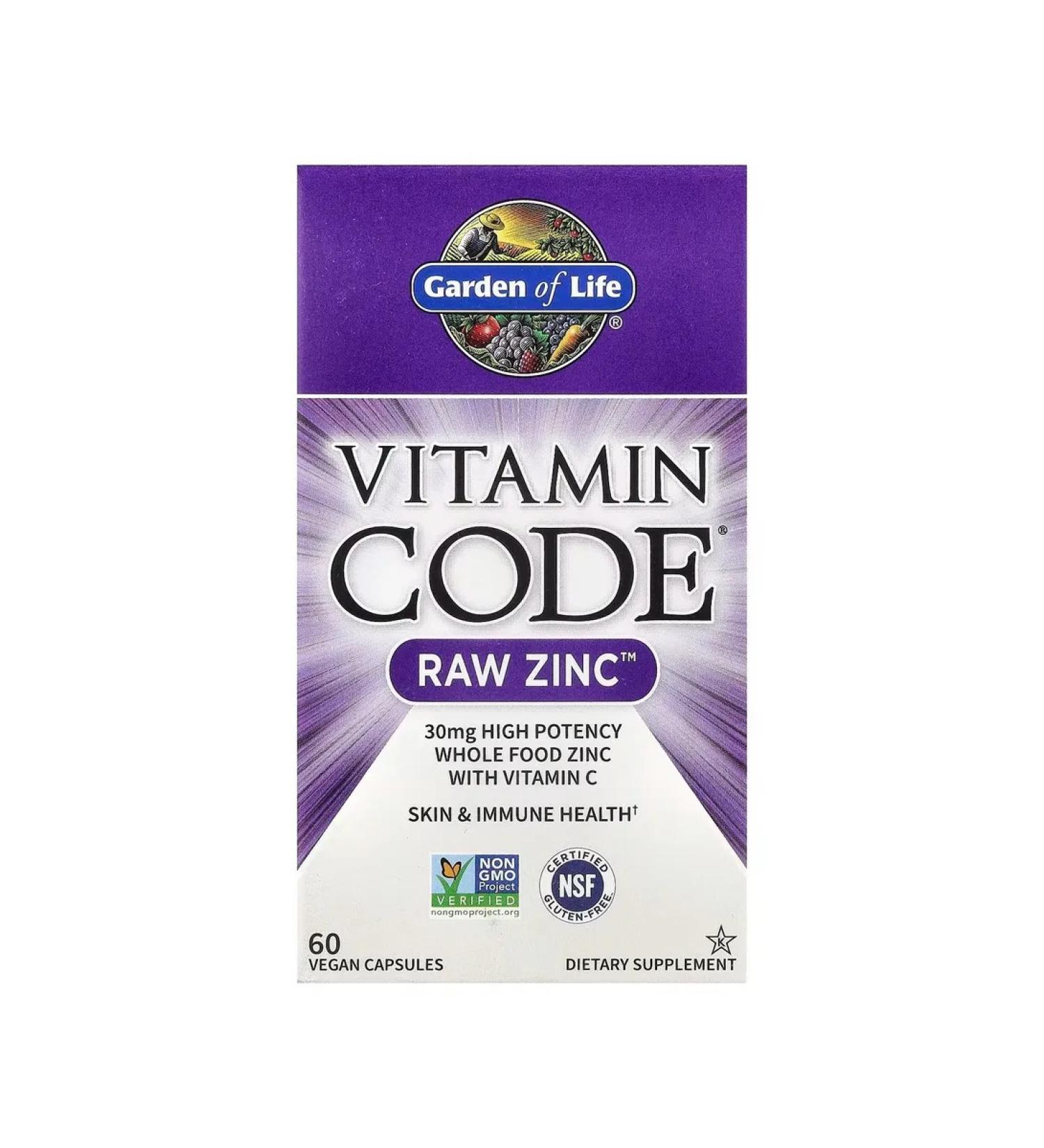 Garden of Life Vitamin Code Unprocessed zinc 60 vegan capsules - Buy Online on GoSupps.com