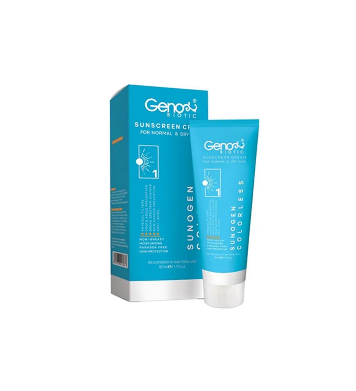 GenoBiotic Sunscreen for normal and dry skin colorless - Buy Online on GoSupps.com
