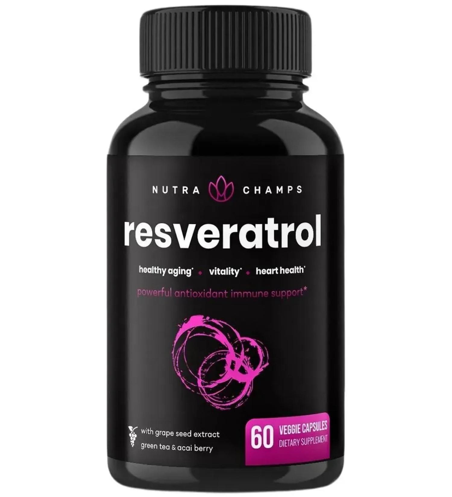 Nutra Champs Resveratrol 60 capsules for the heart and blood vessels 1200 mg - Buy Online on GoSupps.com