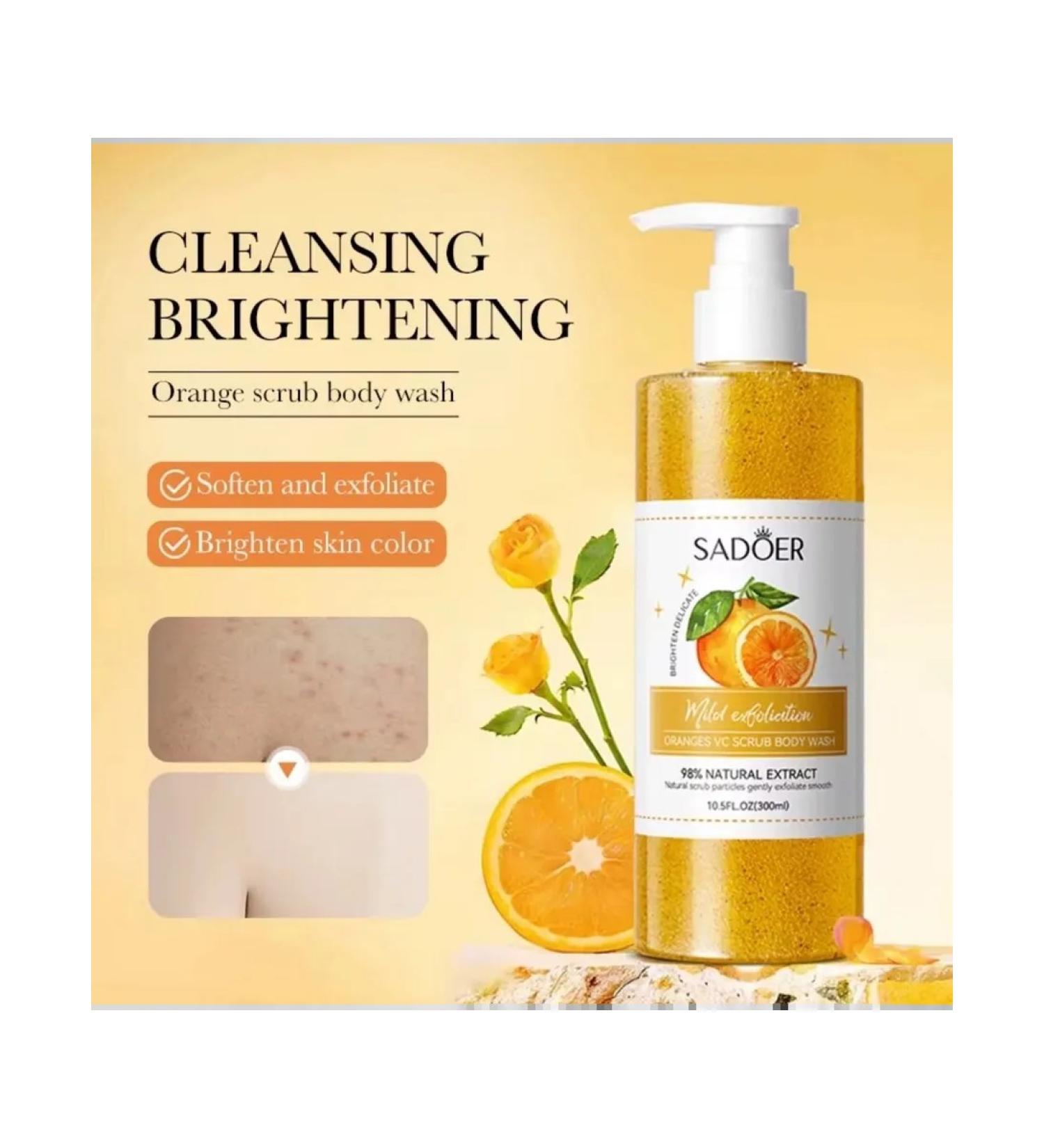 Exfoliating and brightening liquid body scrub from Sadoer - Buy Online on GoSupps.com