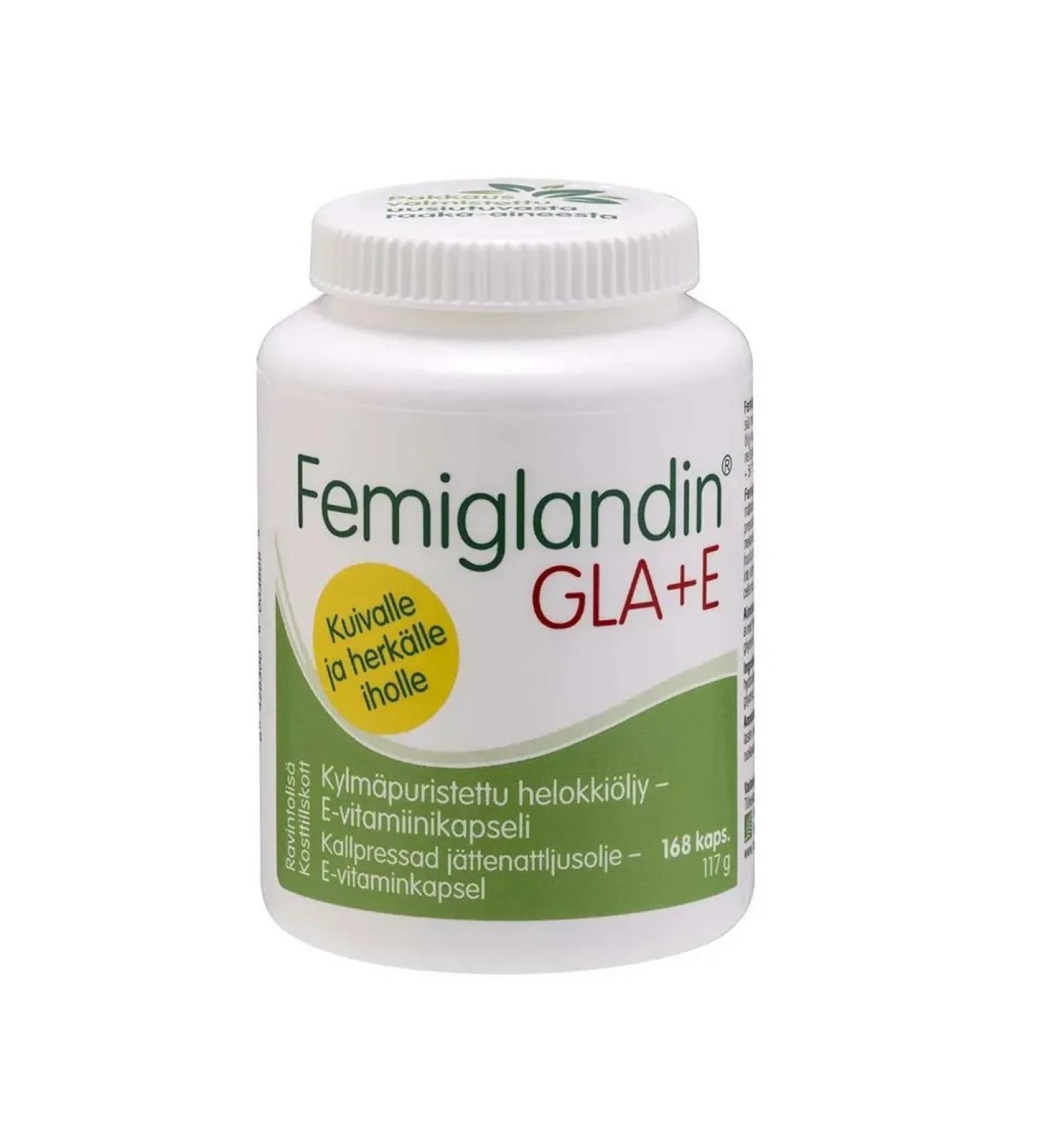 Vitamins for women Femiglandin Gla+E 168 capsules (Finland)