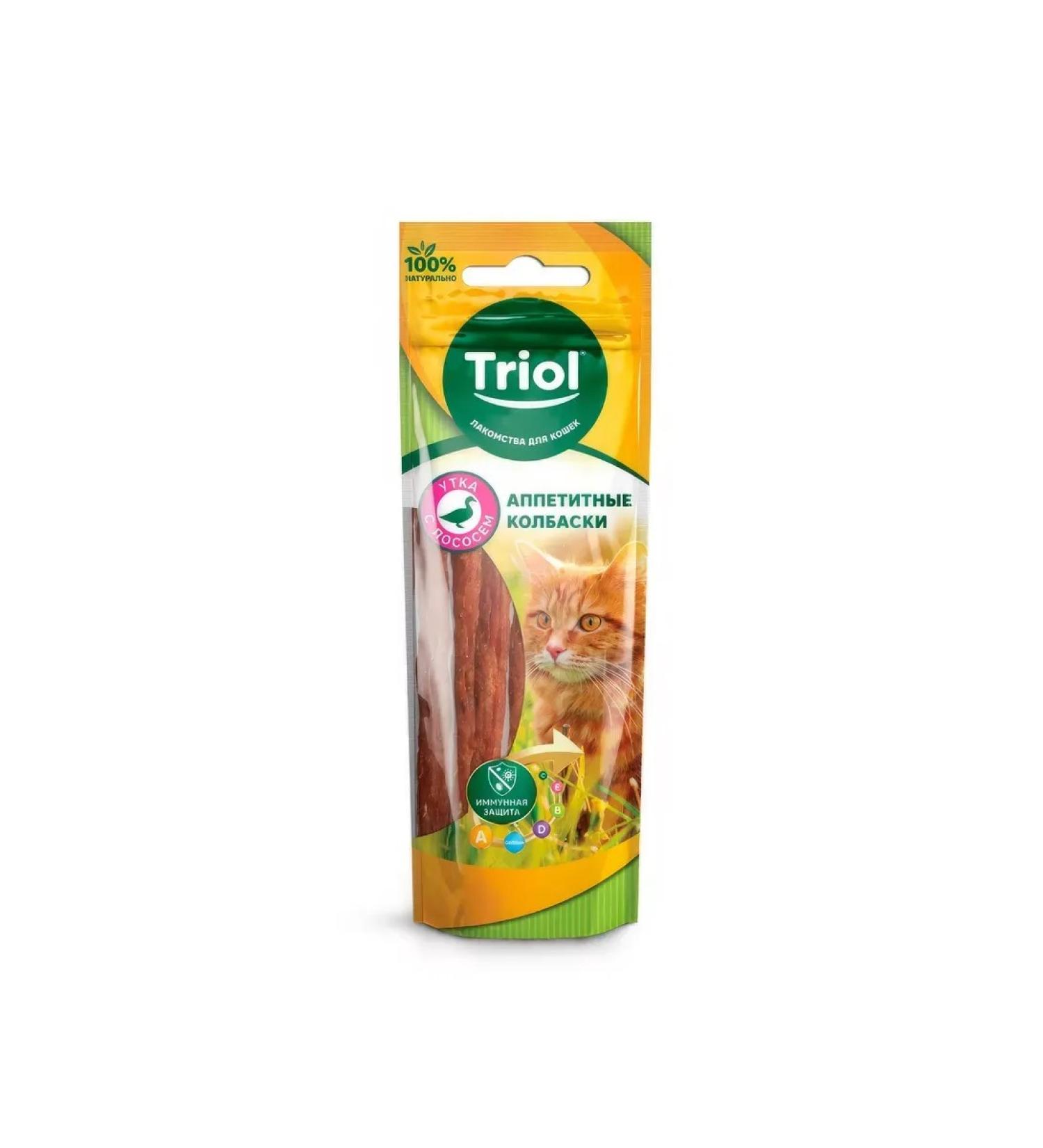 Triol Delicious sausages from duck with salmon for cats 40 g