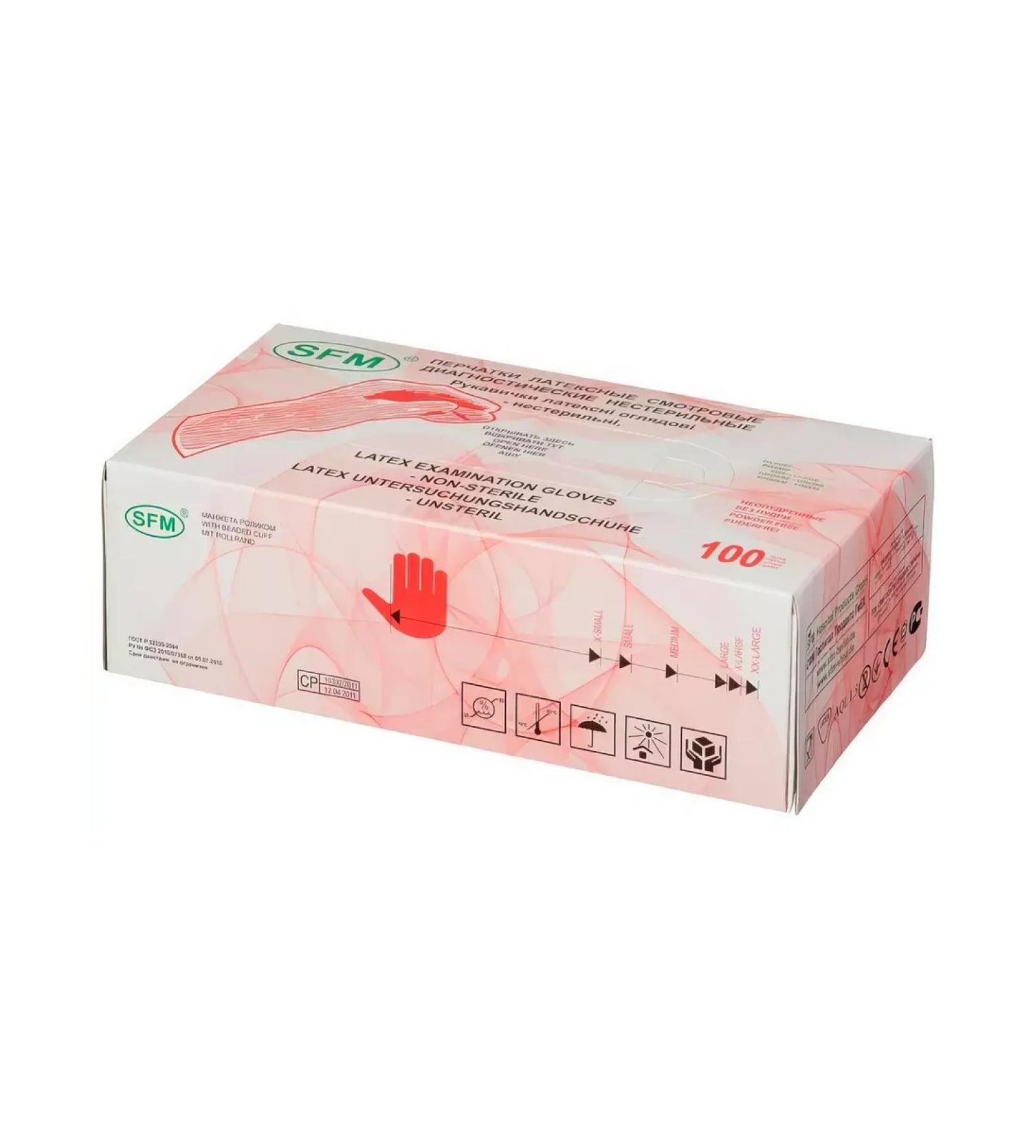 SFM Gloves viewing latex non -puddered size m 50 pairs