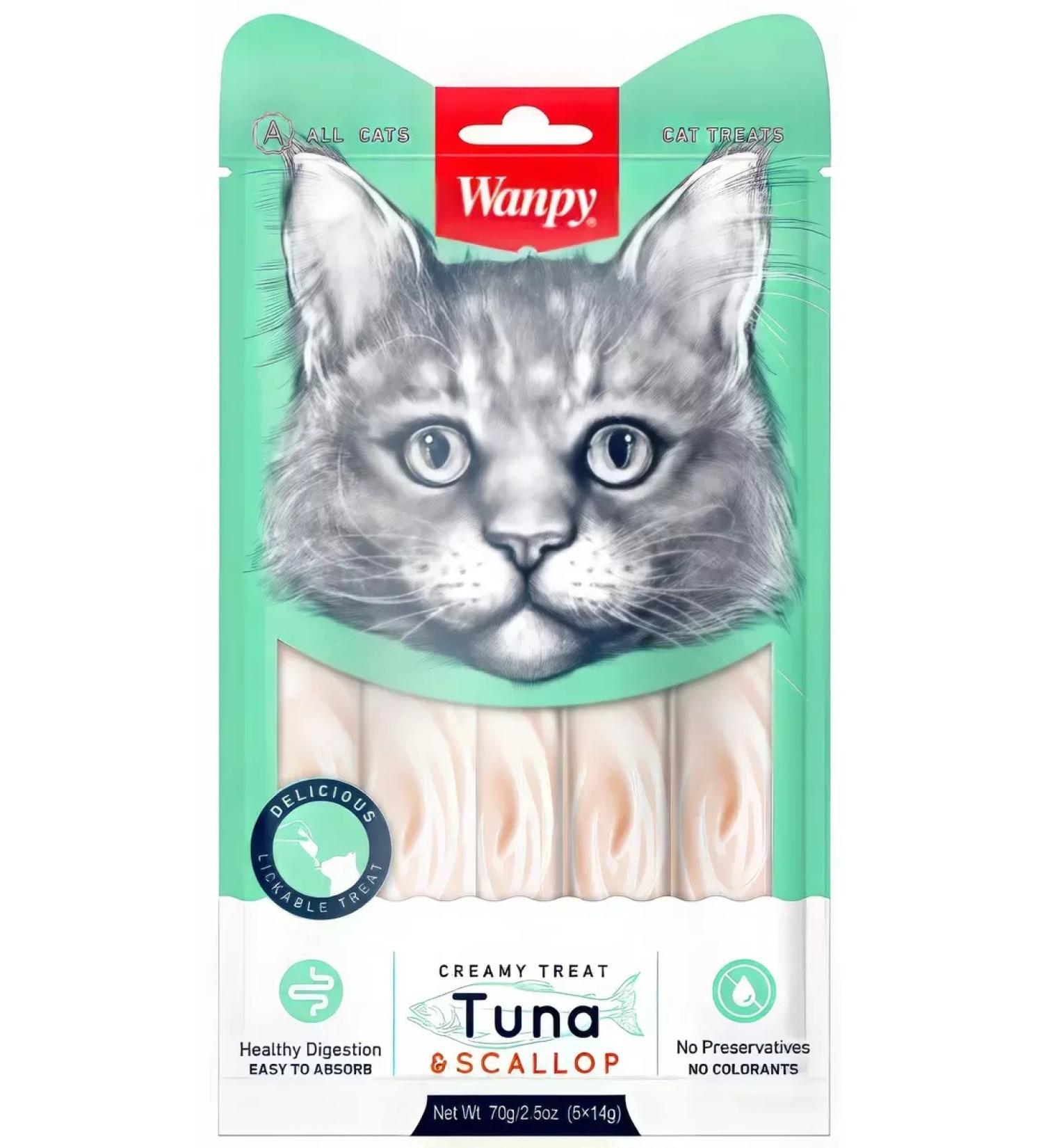 Wanpy Cat delicate puree for cats tuna and scallop 70 g - Buy Online on GoSupps.com