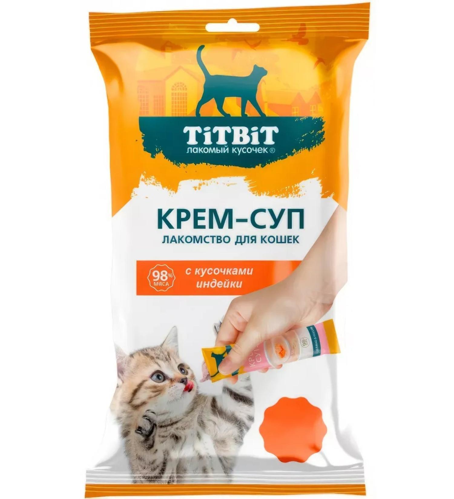 TiTBiT Cream-soup for cats with pieces of turkey 10 g x 4 pcs
