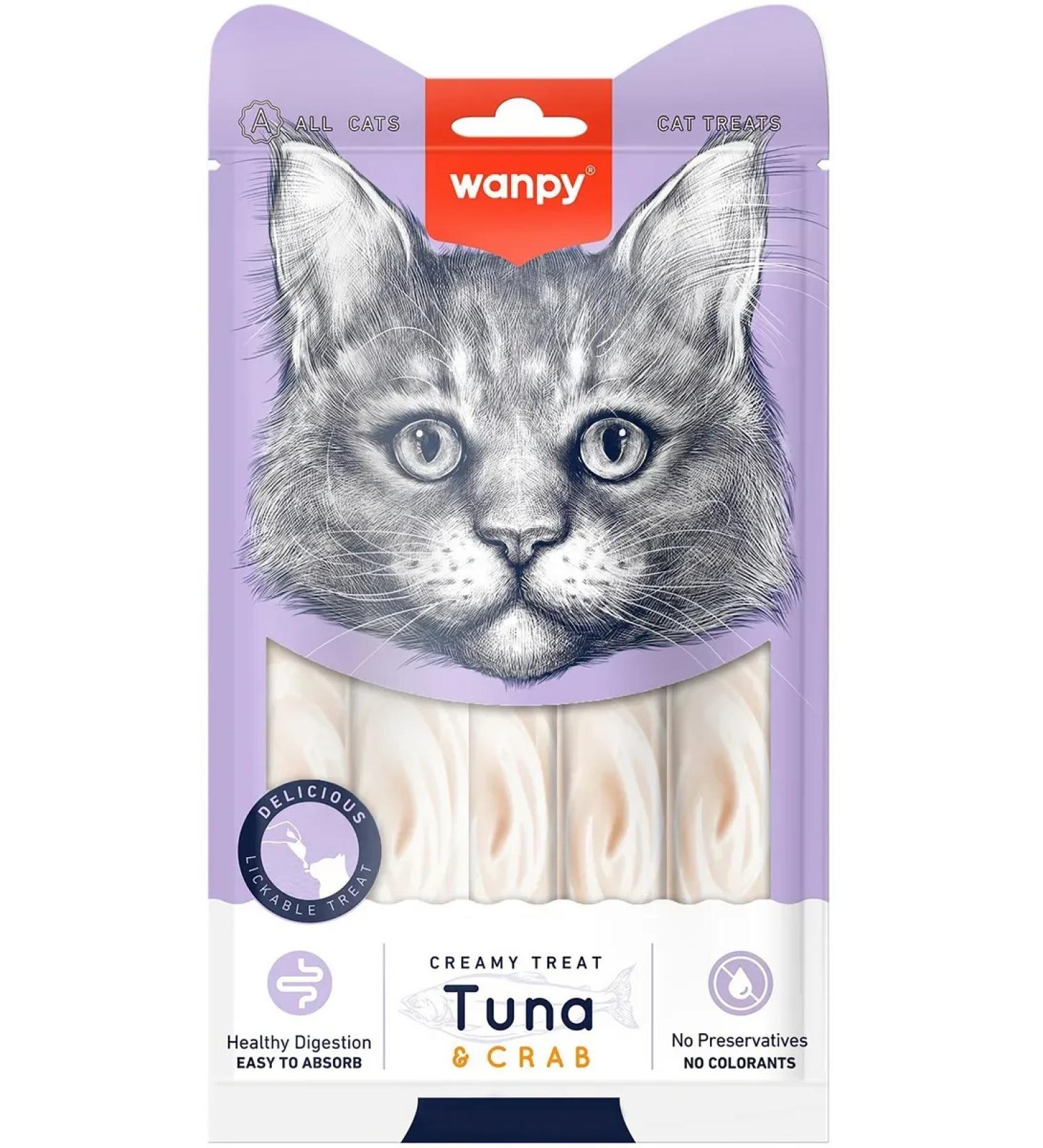 Wanpy Creamy Treat (puree) for cats tuna and crab 25 pcs x 14 g - Buy Online on GoSupps.com