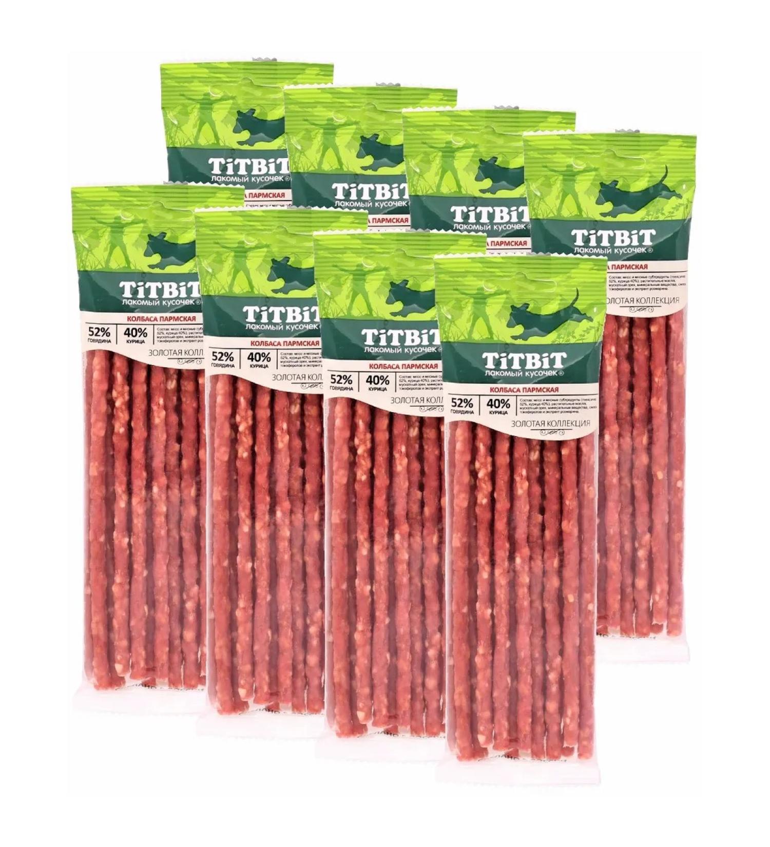 TiTBiT Parms sausage treat for dogs beef 8 pcs x 80 g - Buy Online on GoSupps.com