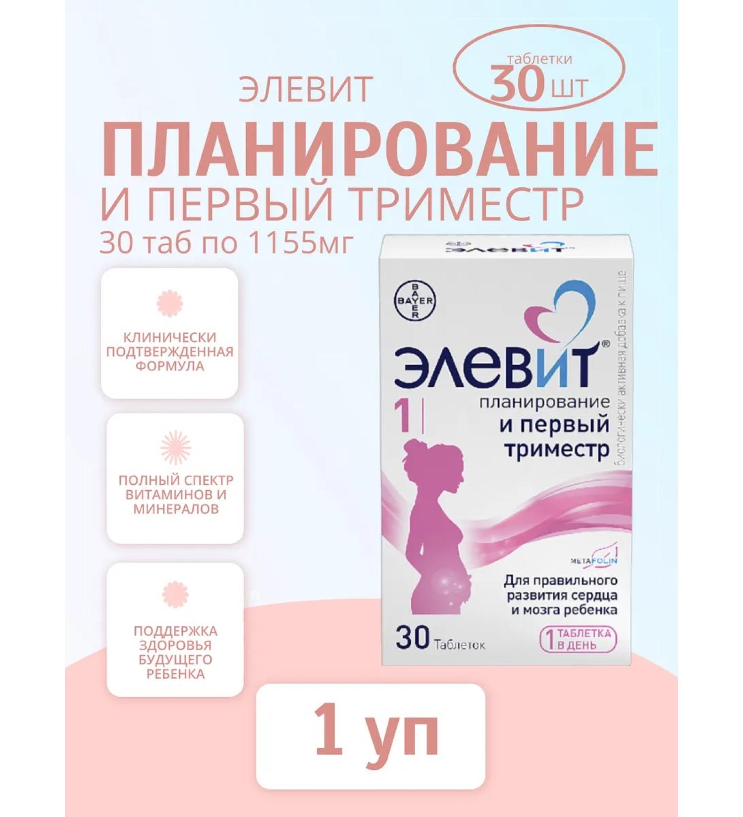 ELEVIT Planning and the first trimester 30tab at 1155MG-1UP - Buy Online on GoSupps.com