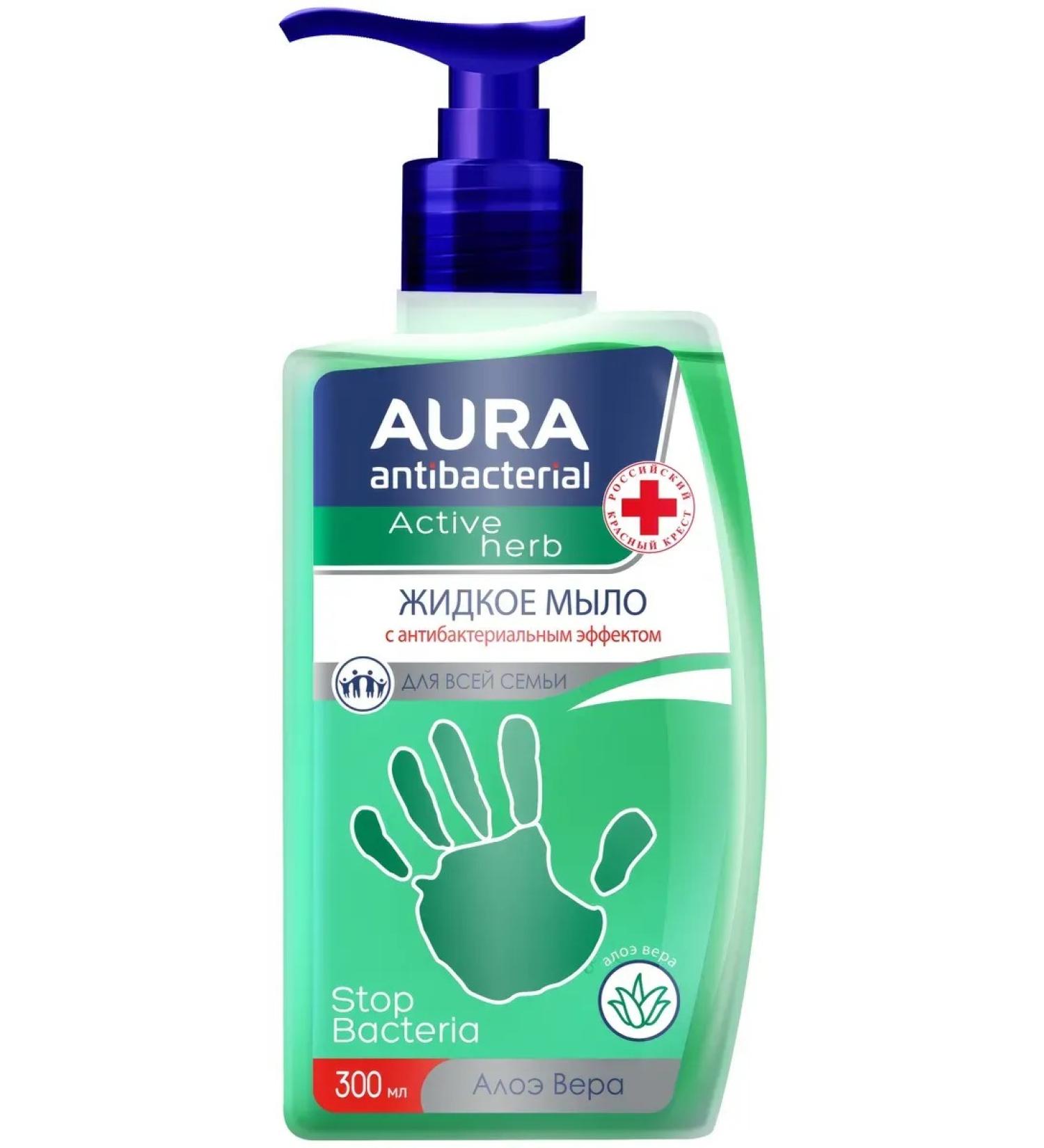 Aura Liquid soap Antibacterial Active Herb Aloe 300 ml - Buy Online on GoSupps.com
