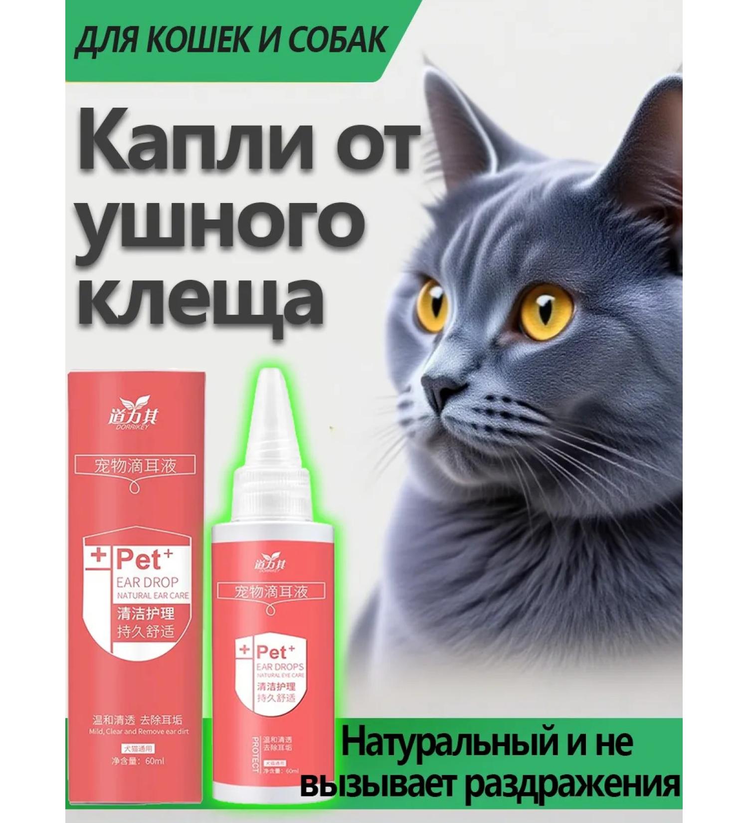 Drops from the ear tick for cats in the ears 60 ml - Buy Online on GoSupps.com