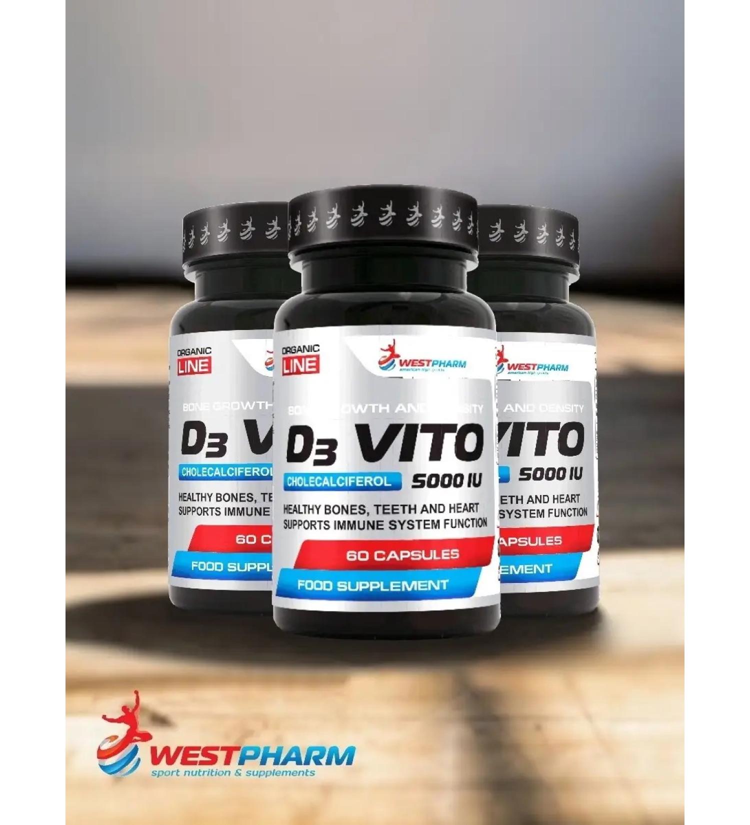 Westpharm Westfarm D3 Vito 5000 IU Vitamin D3 5000 IU 60 capsules - Buy Online on GoSupps.com