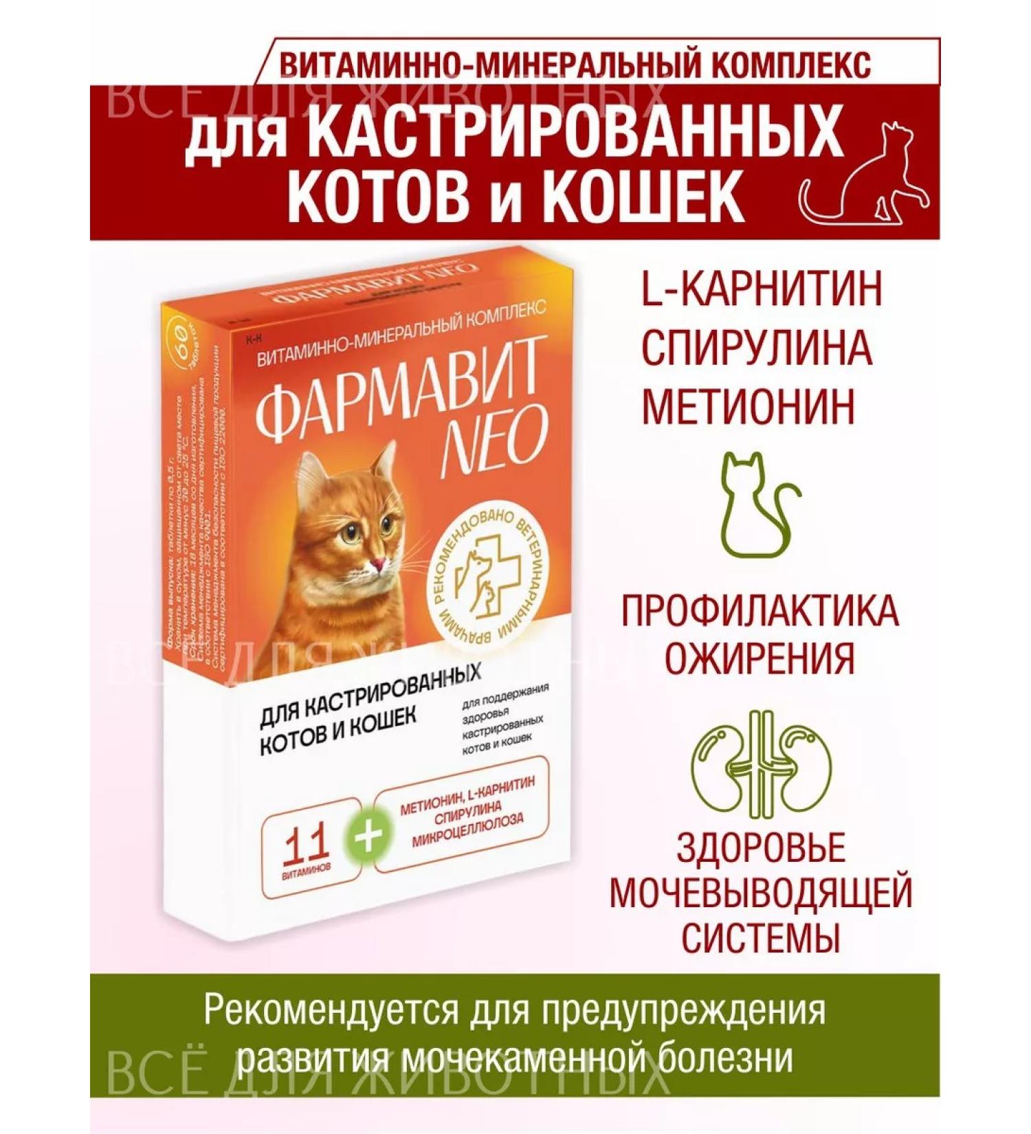 Farmavit NEO Vitamins for castrated cats and cats - Buy Online on GoSupps.com
