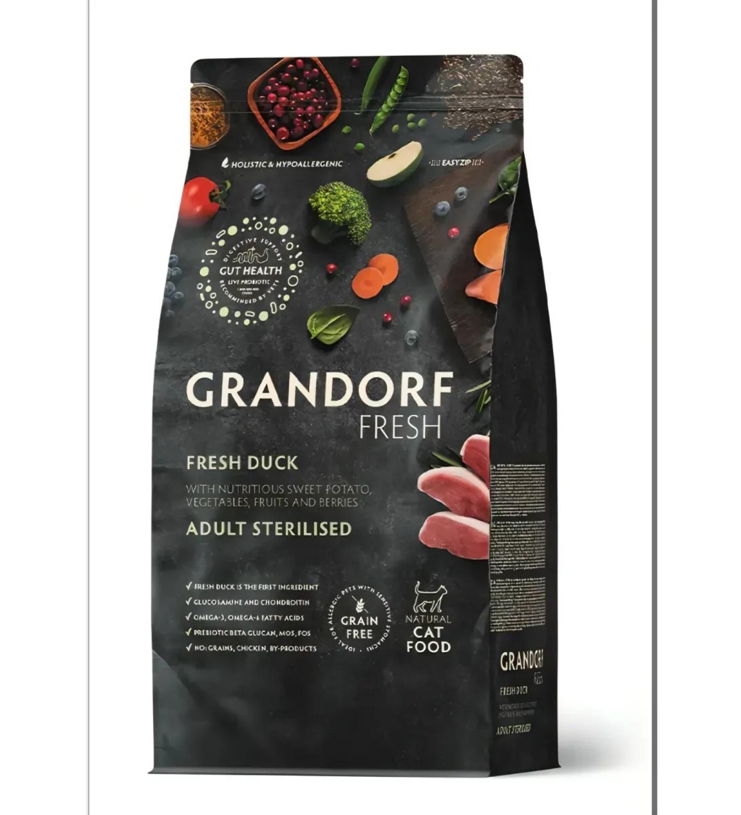 Grandorf fresh For sterilized cats fresh duck 400g - Buy Online on GoSupps.com