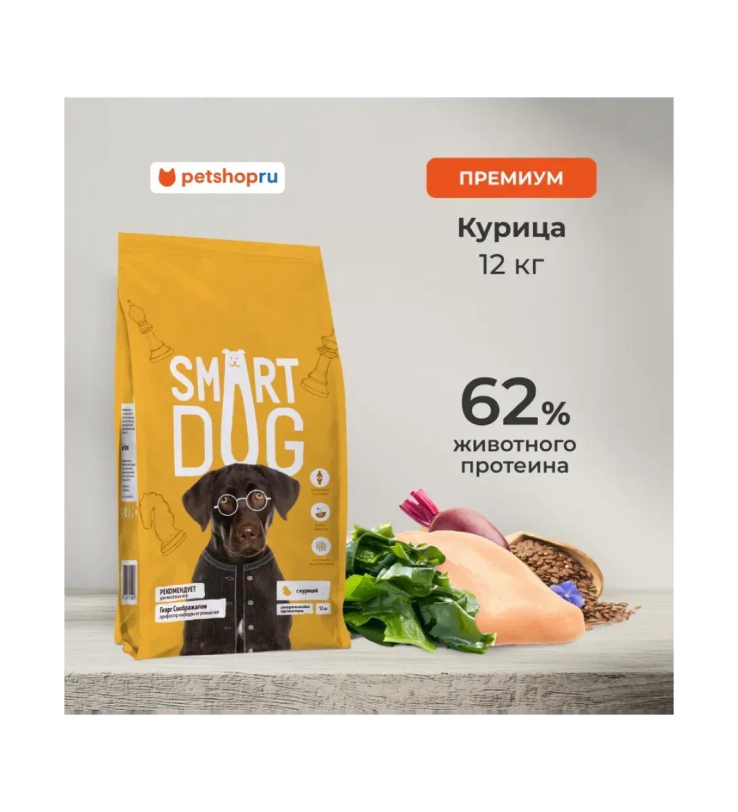 Smart Dog Dry food for adult dogs of large breeds with chicken 12 kg - Buy Online on GoSupps.com