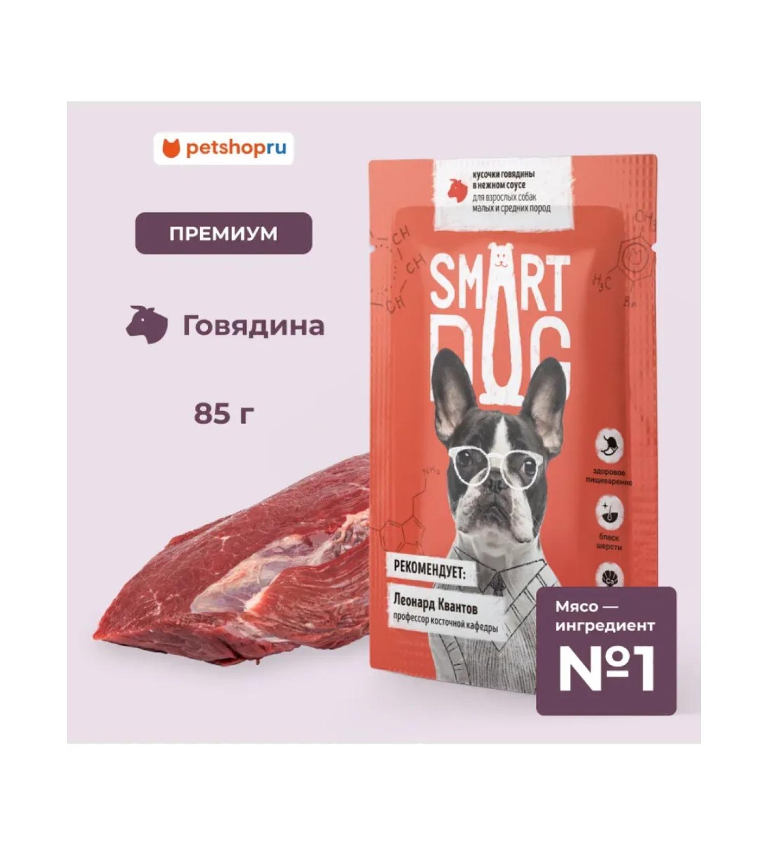 Smart Dog Spider for dogs pieces of beef in sauce 85 g - Buy Online on GoSupps.com