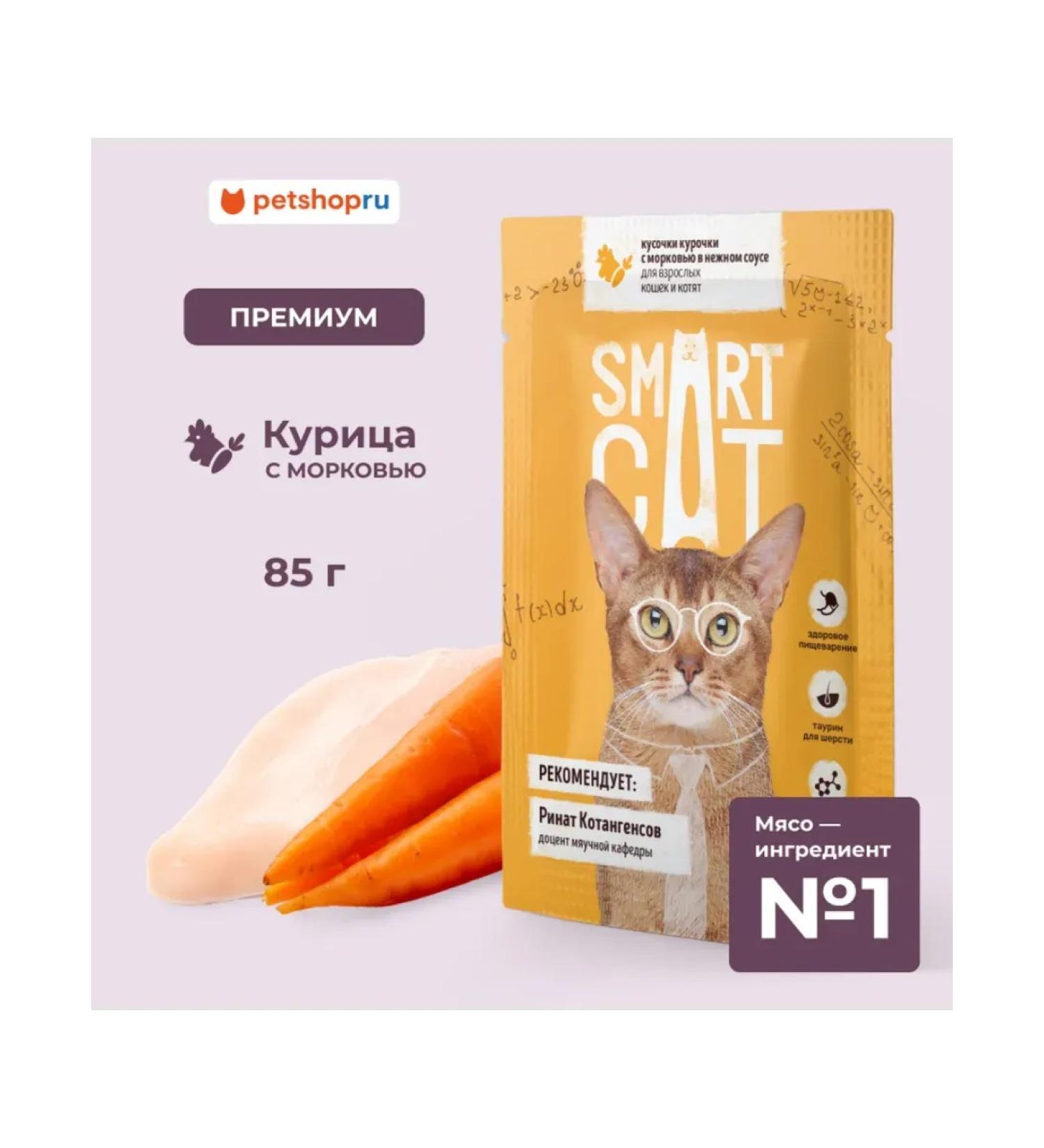 Smart Cat Spiders for cats pieces of chicken with carrots 85 gr - Buy Online on GoSupps.com