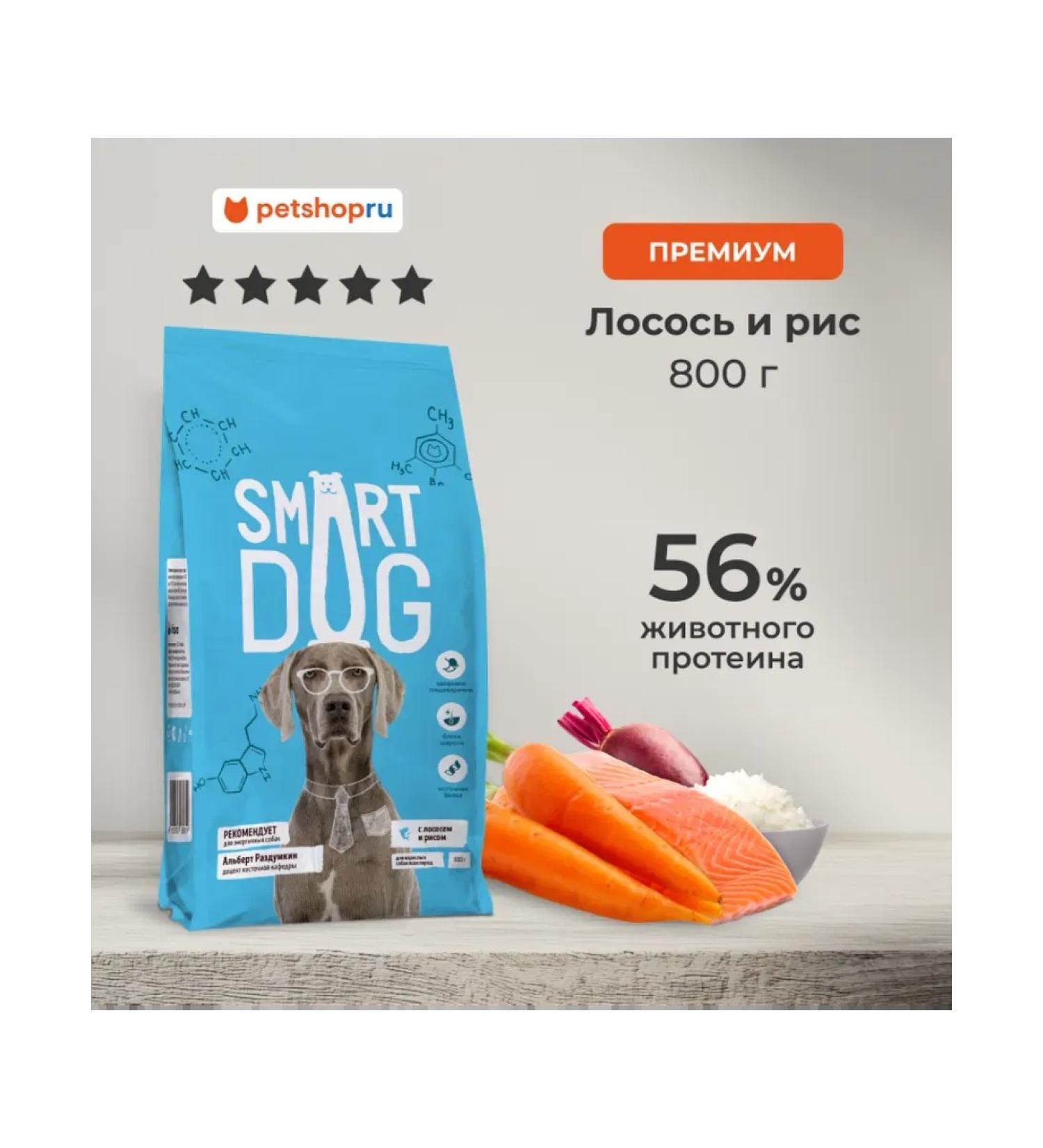 Smart Dog Dry food for adult dogs of all breeds with salmon 0.8 kg - Buy Online on GoSupps.com
