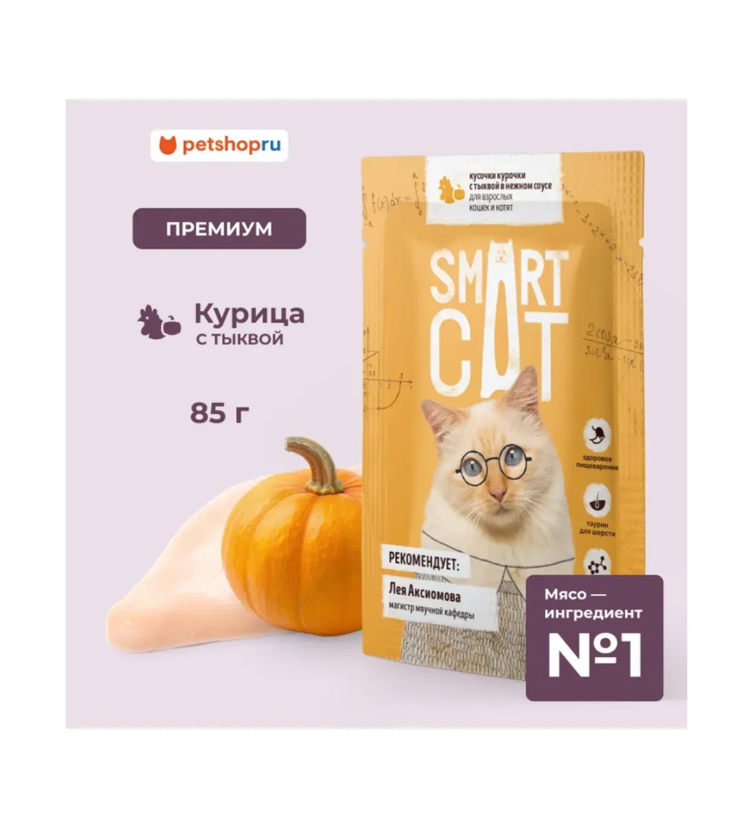 Smart Cat Spiders for cats pieces of chicken with pumpkin 85 gr - Buy Online on GoSupps.com