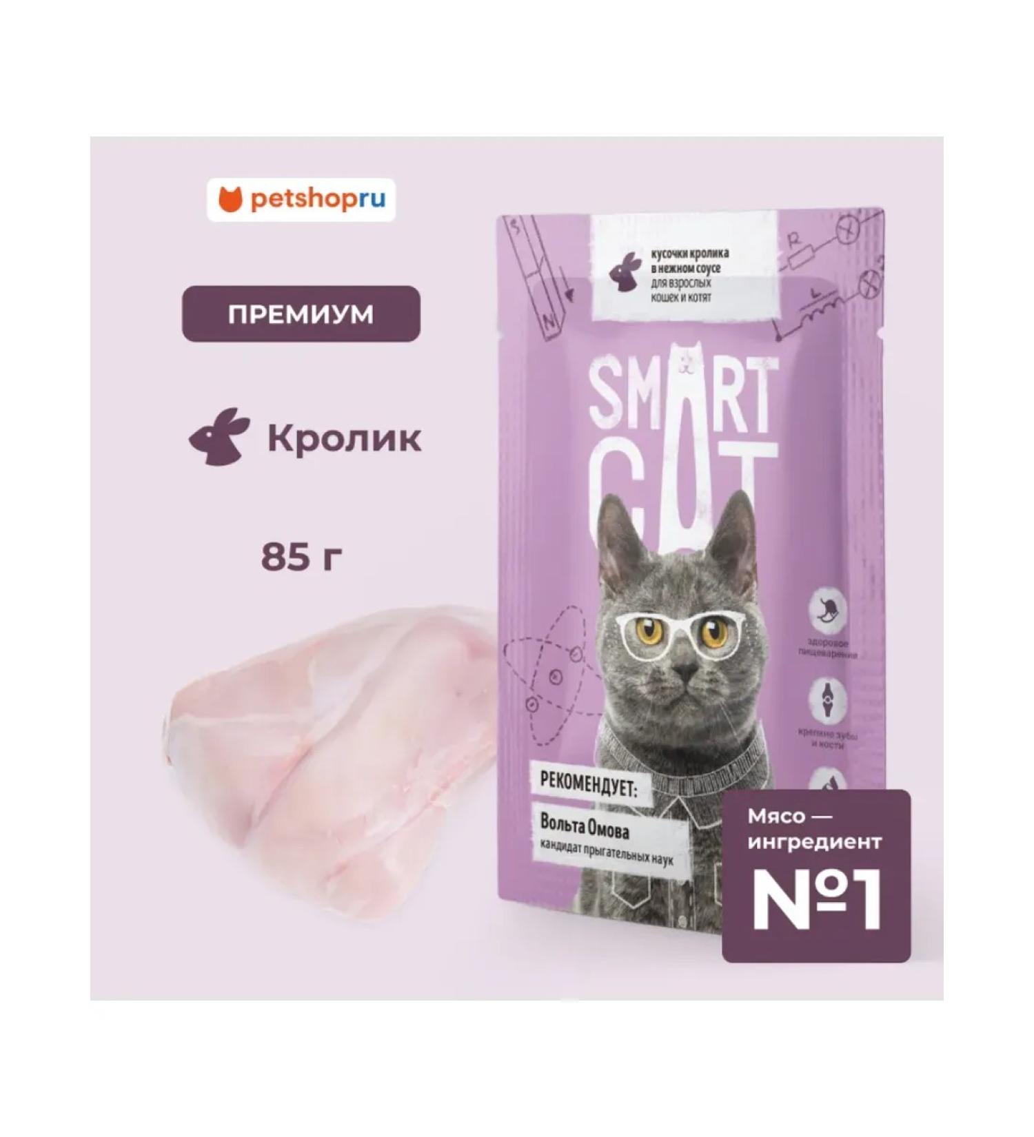 Smart Cat Spiders for cats pieces of rabbit in sauce 85 gr - Buy Online on GoSupps.com