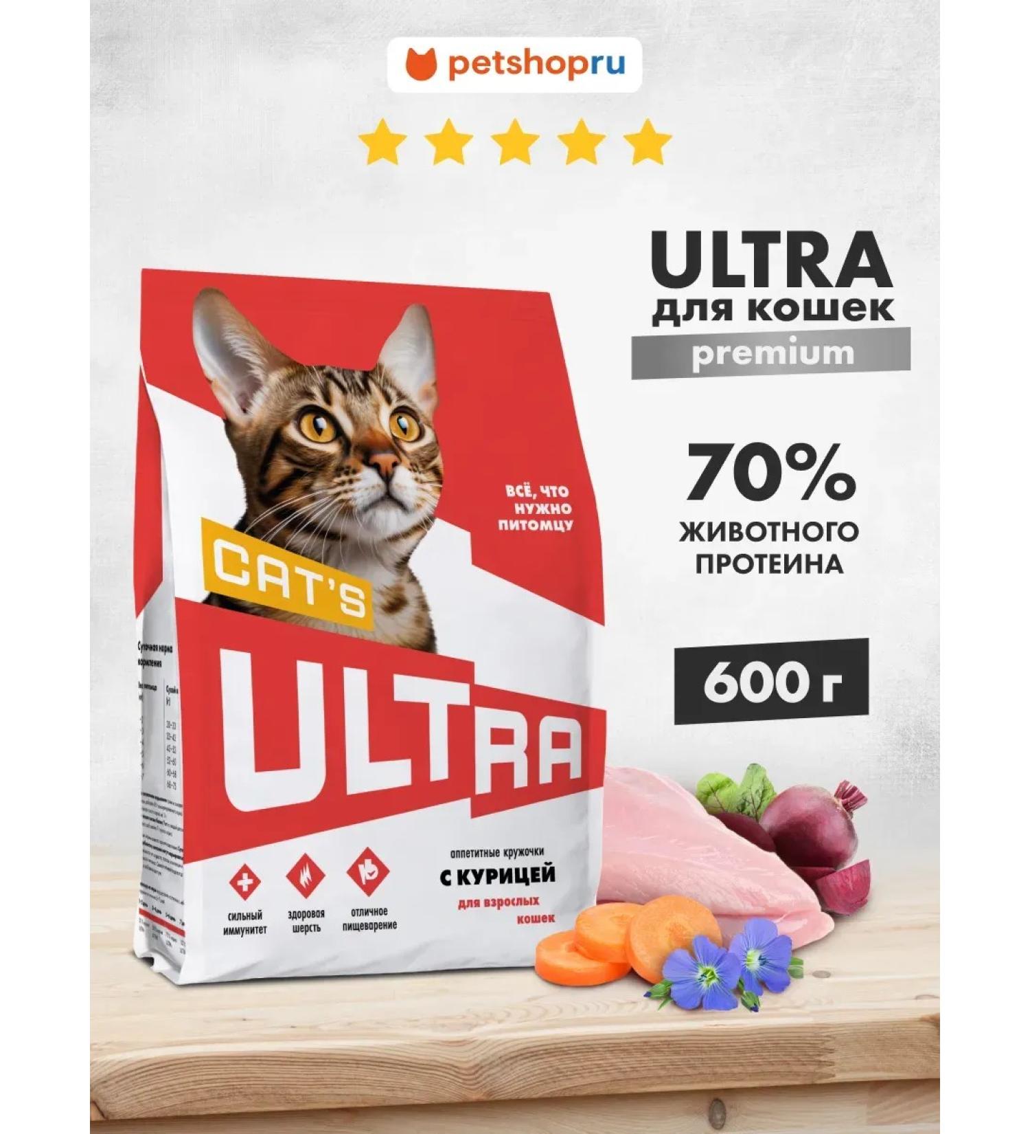 Ultra Dry food with chicken for adult cats 0.6 kg - Buy Online on GoSupps.com