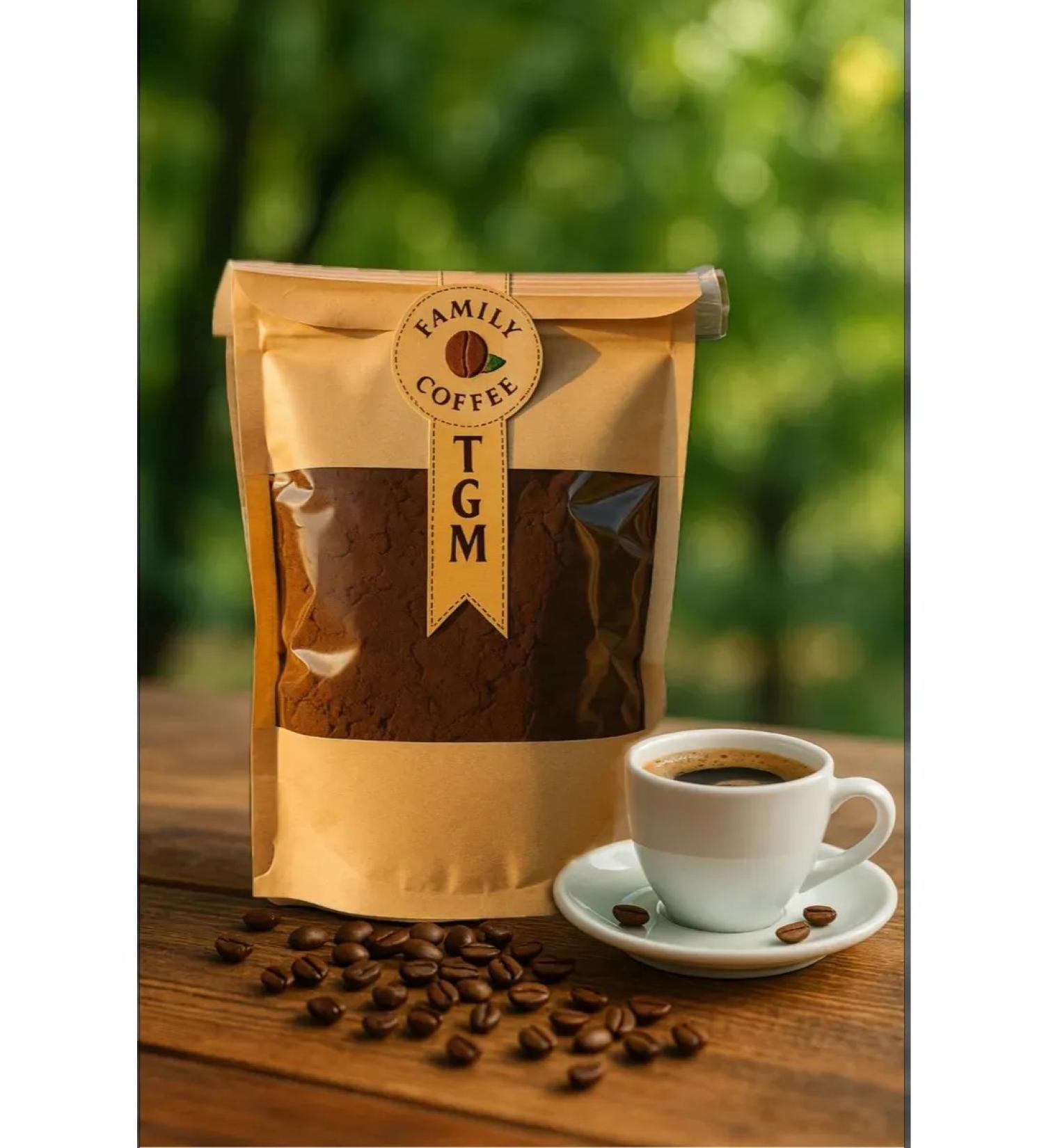 Familial TGM Armenian ground coffee 800 grams with a spoon