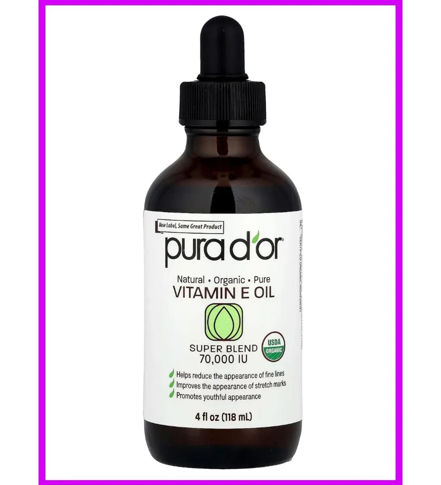 PURA D'OR Vitamin E in the form of oil 70 000 IU 118 ml - Buy Online on GoSupps.com