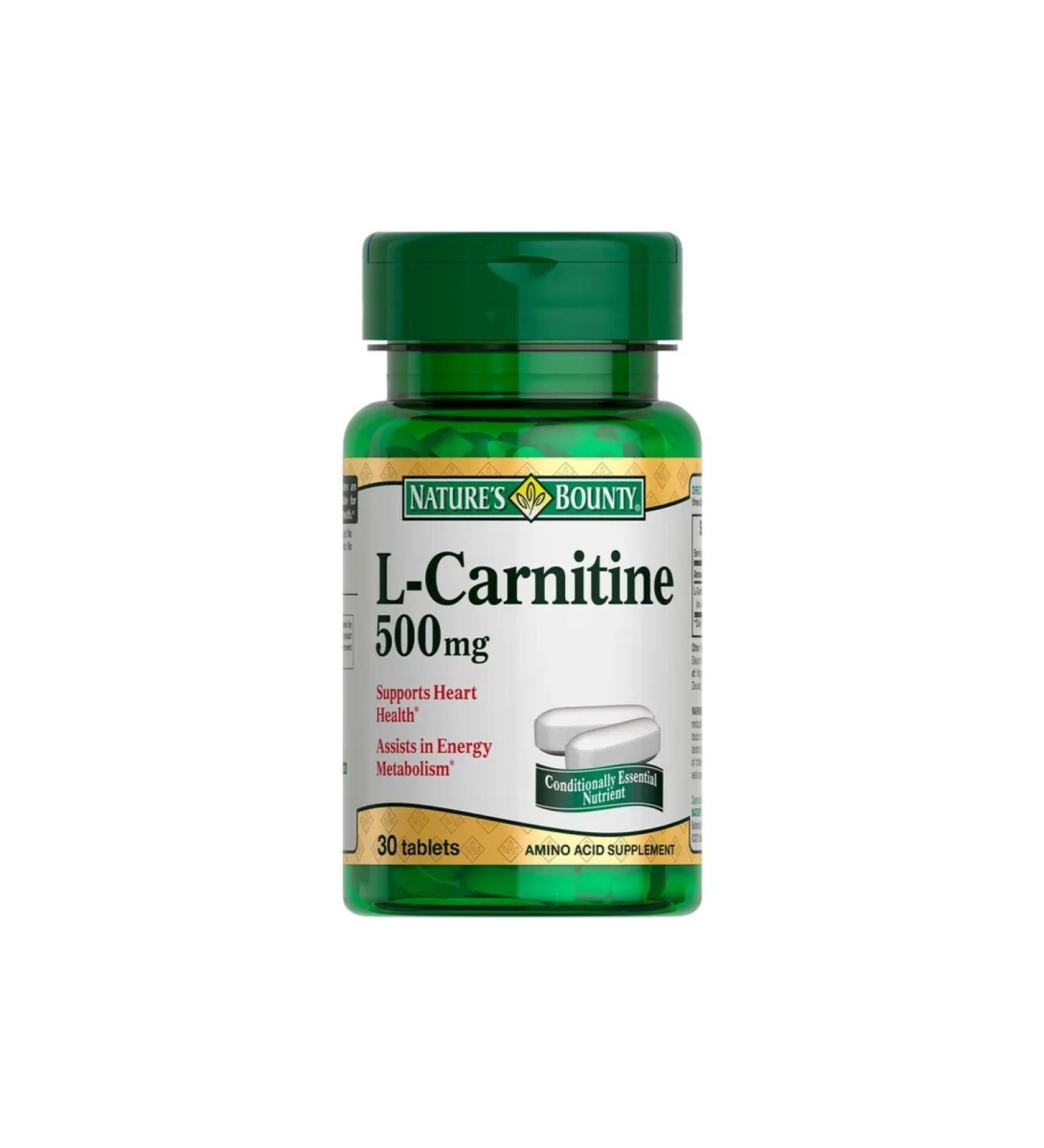 L -carnitine Nature's Bounty Naiceche 500 mg 1302mg 30pc -1 units - Buy Online on GoSupps.com