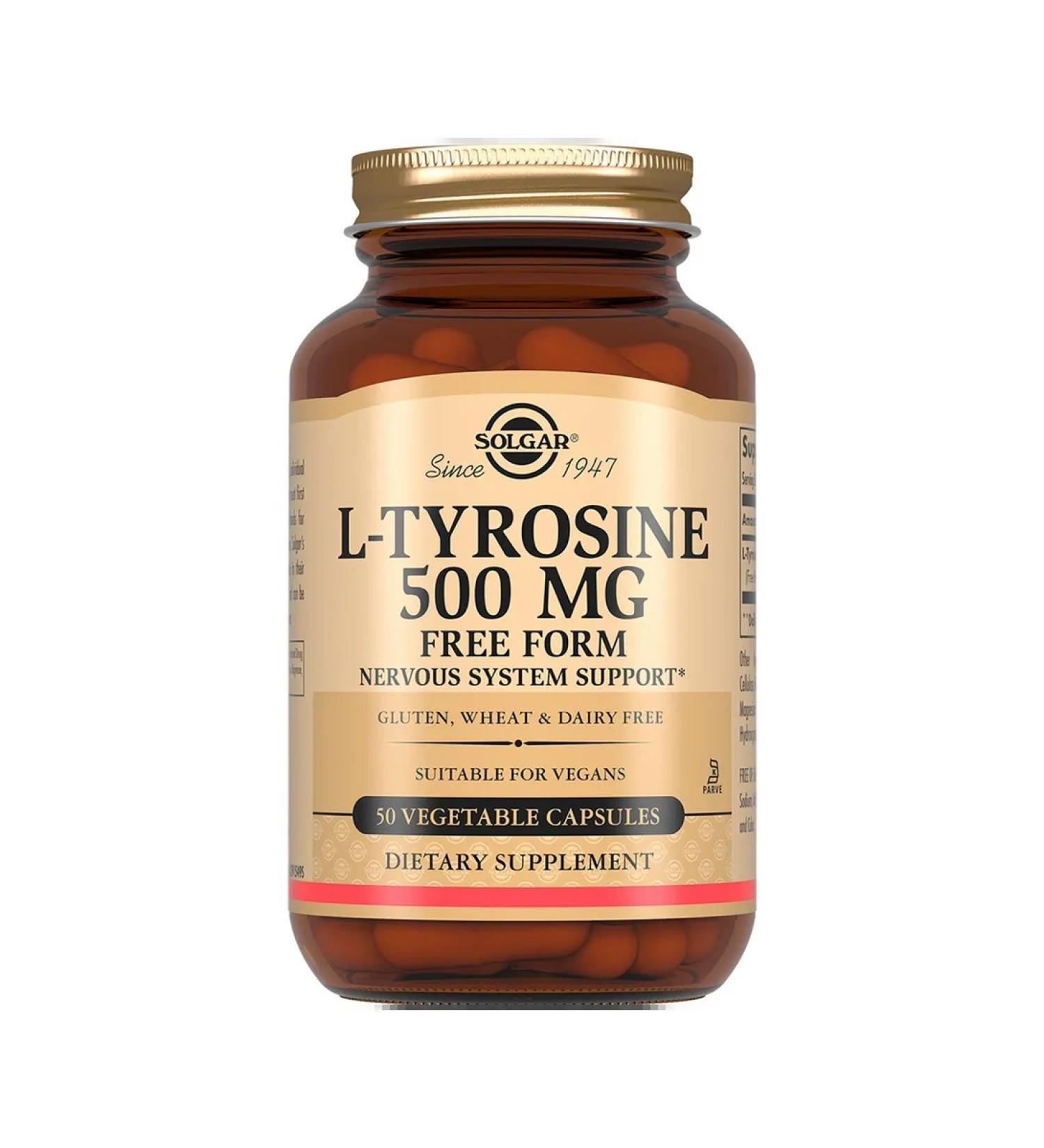 L -tyrosin Solgar capsule 500 mg 716 mg 50pc -1 units - Buy Online on GoSupps.com