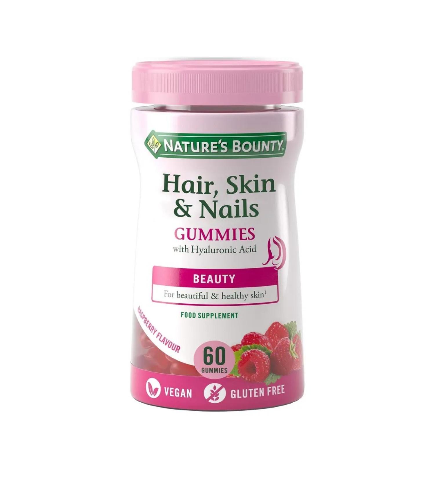Nature's bounty Hair skin nails taste raspberry 2.5 g 60pc -1 units - Buy Online on GoSupps.com