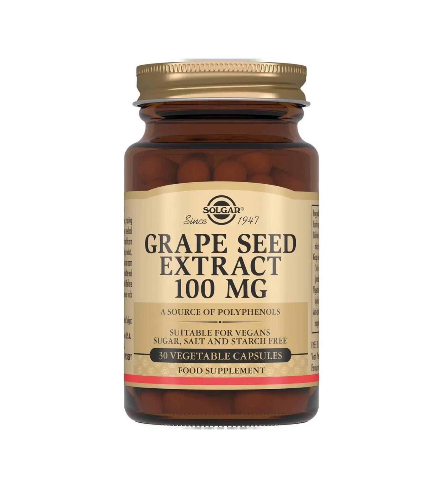 SOLGAR Grape seed extract 100mg 30pc -1 units - Buy Online on GoSupps.com