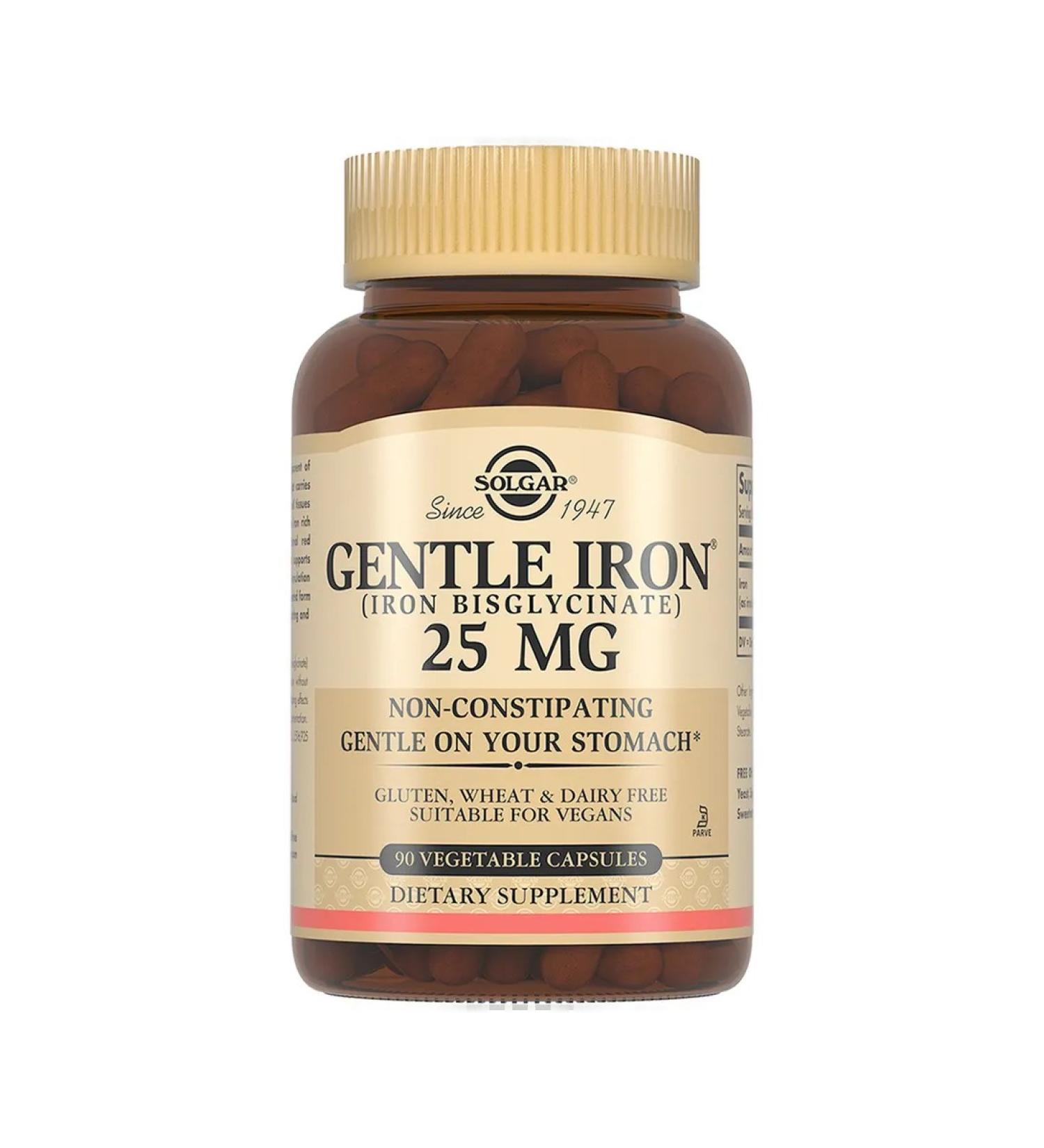 SOLGAR Gental Iron easily accessible iron 25 mg 90pc -1 units - Buy Online on GoSupps.com