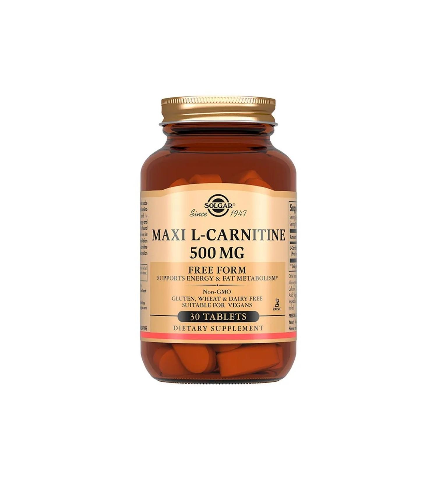 L -carnitine Solgar Solgar Capsules 500mg 30pc -1 UC - Buy Online on GoSupps.com