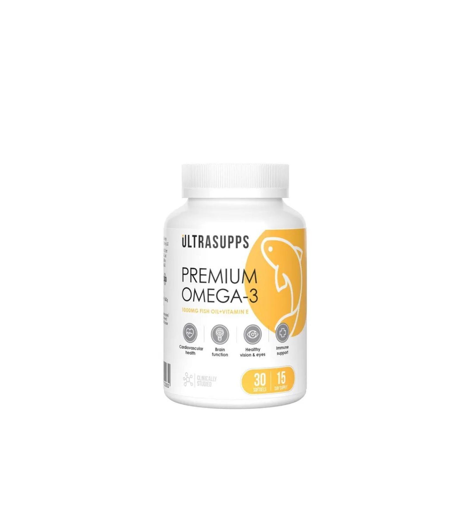 UltraSupps Omega -3 premium Trasups ultrasapps 1405 mg 30pc -1 units - Buy Online on GoSupps.com
