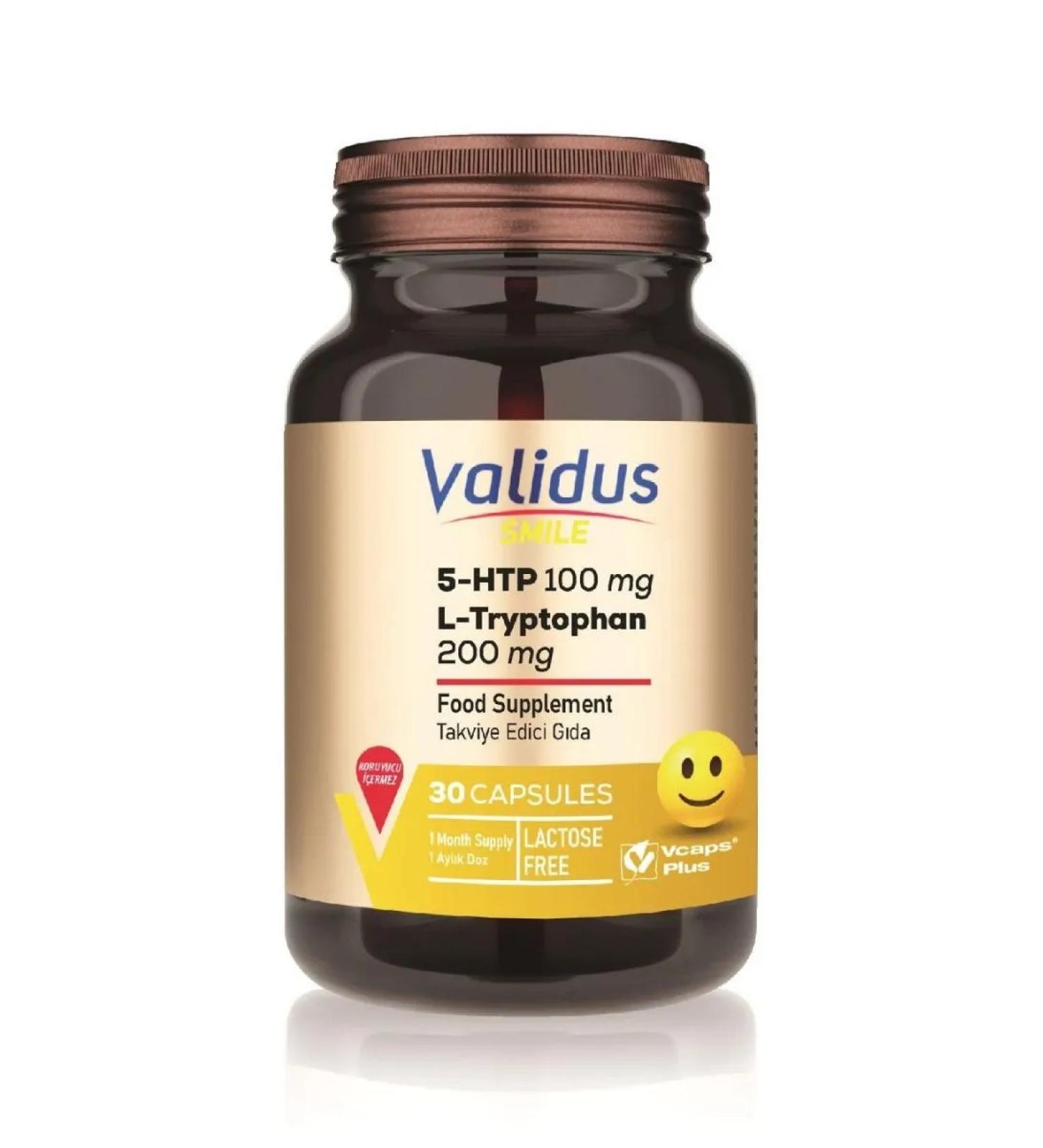 Validus Smile 5-HTP 100 mg L-tripthophanes 200 m 30 capsules - Buy Online on GoSupps.com