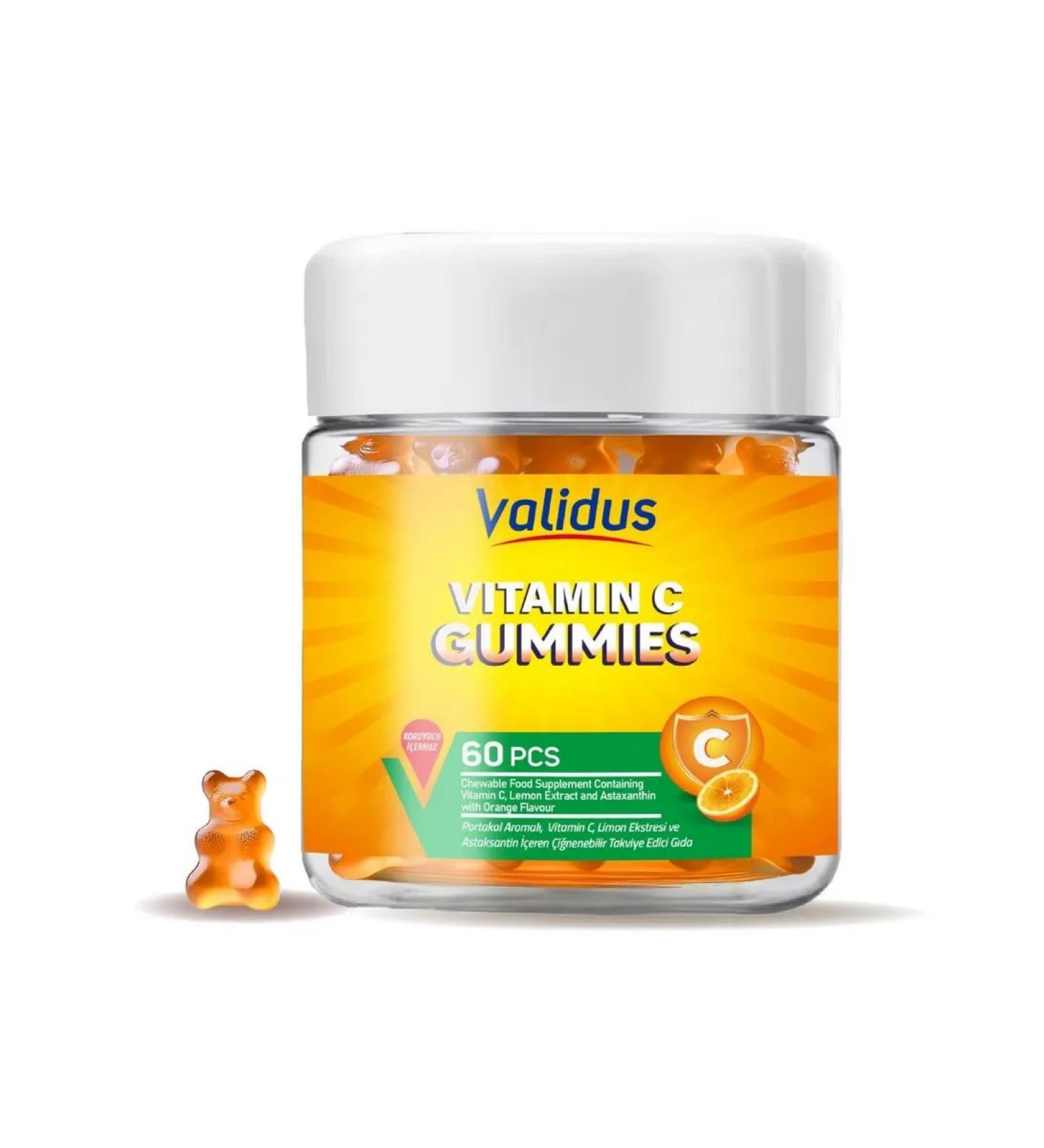 Validus Vitamin C + Astaxantin vegan pastops on Pectin 60 pcs - Buy Online on GoSupps.com