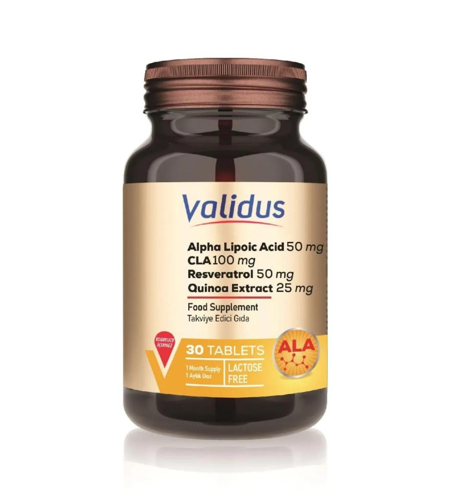 Validus Alpha-lipoic acid + Cla + resveratrol 30 tablets - Buy Online on GoSupps.com