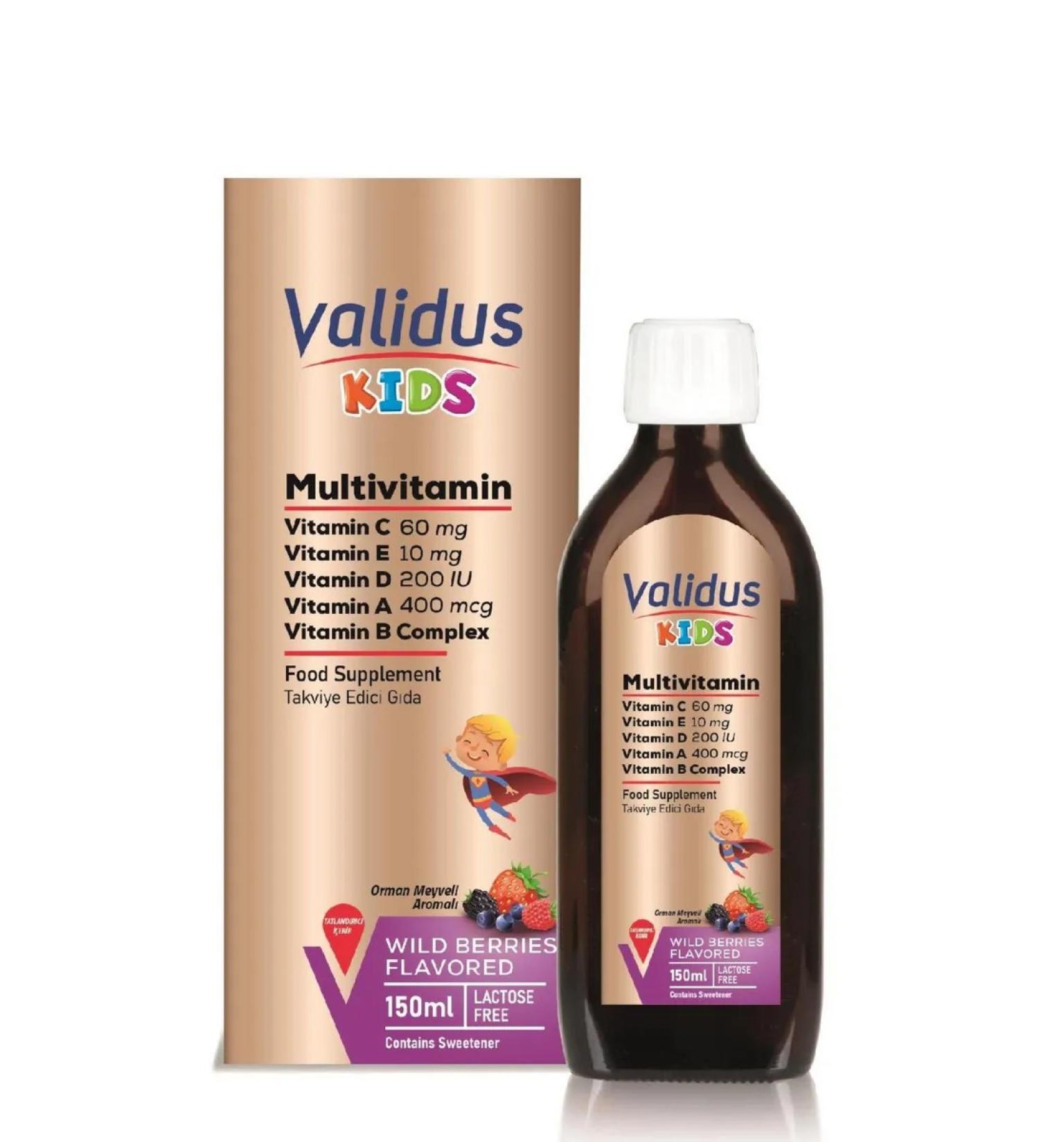 Validus Multivitamins B12 B3 D3 A folic acid 150 ml - Buy Online on GoSupps.com