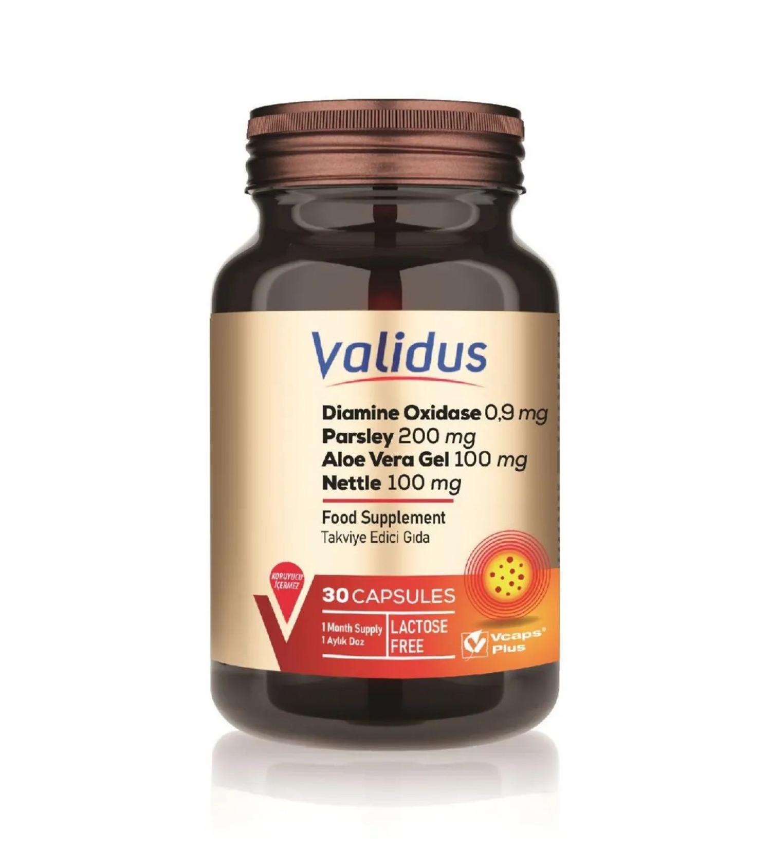 Validus Diaminoxidase + parsley + aloe vera + nettles 30 capsules - Buy Online on GoSupps.com